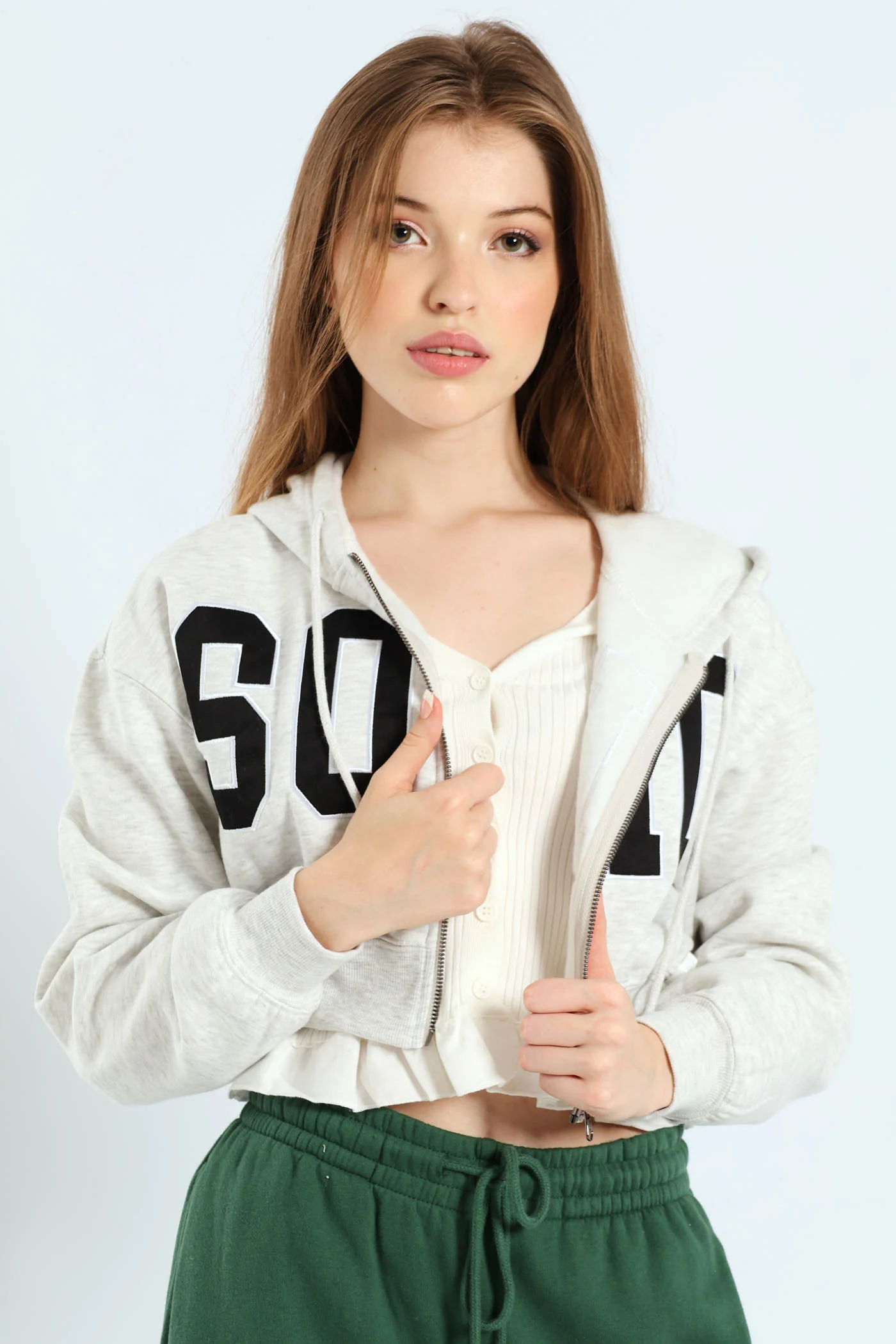 Athletic Cropped Jacket - Grey - Image 2