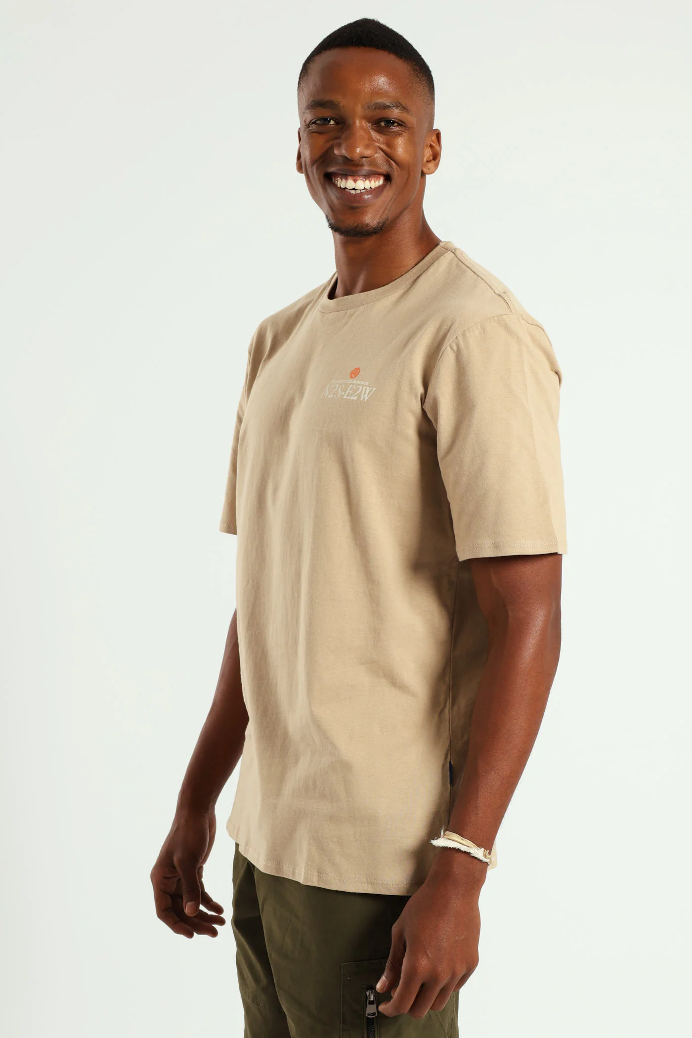 Atlantic Ocean Route Front & Back Print Tee - Taupe - Image 3