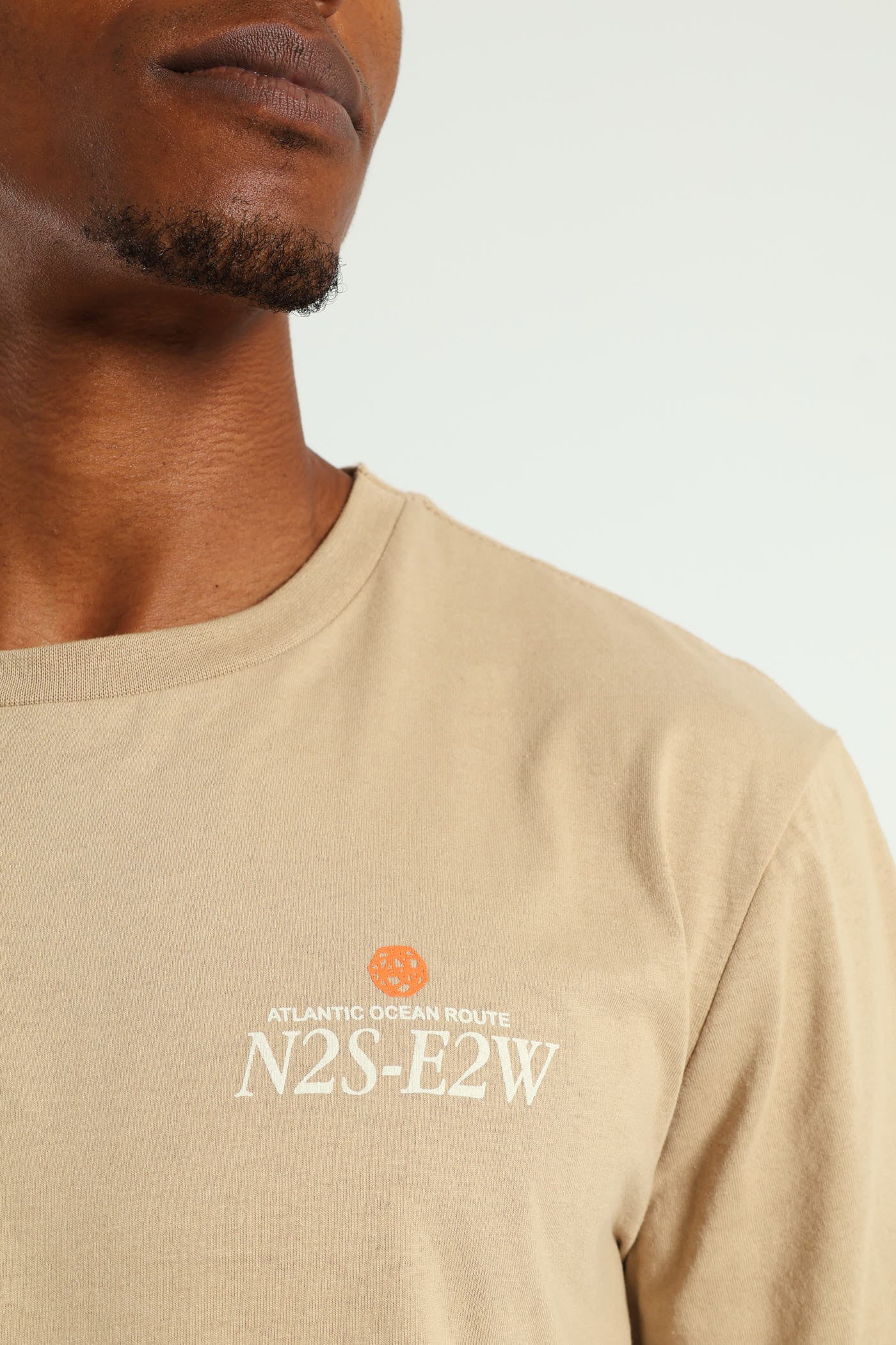 Atlantic Ocean Route Front & Back Print Tee - Taupe - Image 4