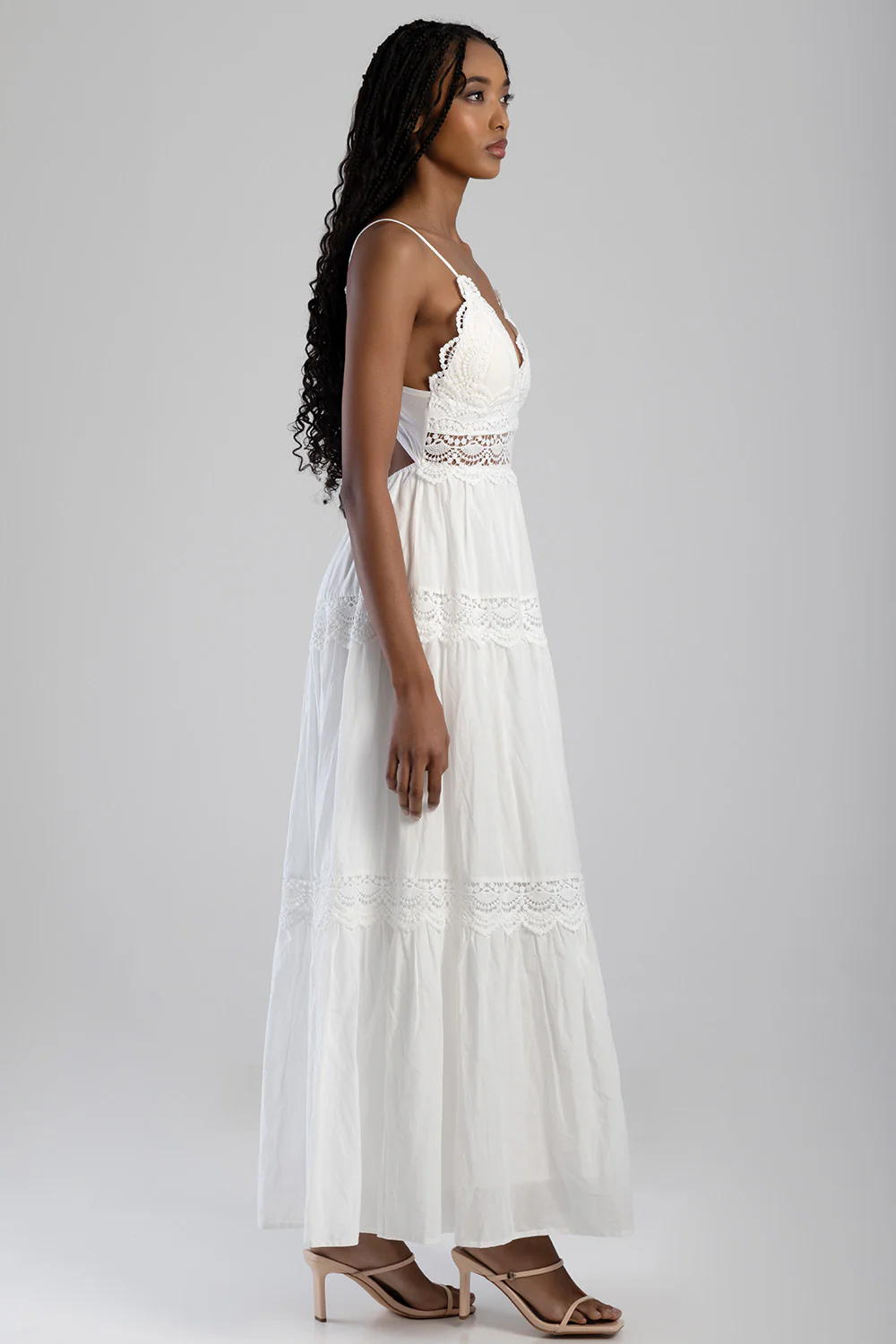 Aurelia Tiered Lace Maxi Dress - White - Image 4
