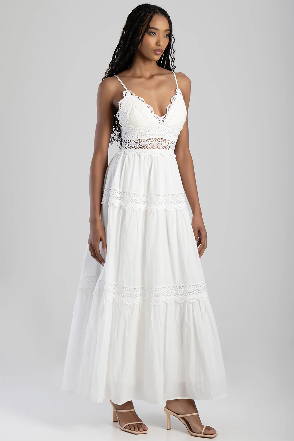 Aurelia Tiered Lace Maxi Dress - White - Image 5
