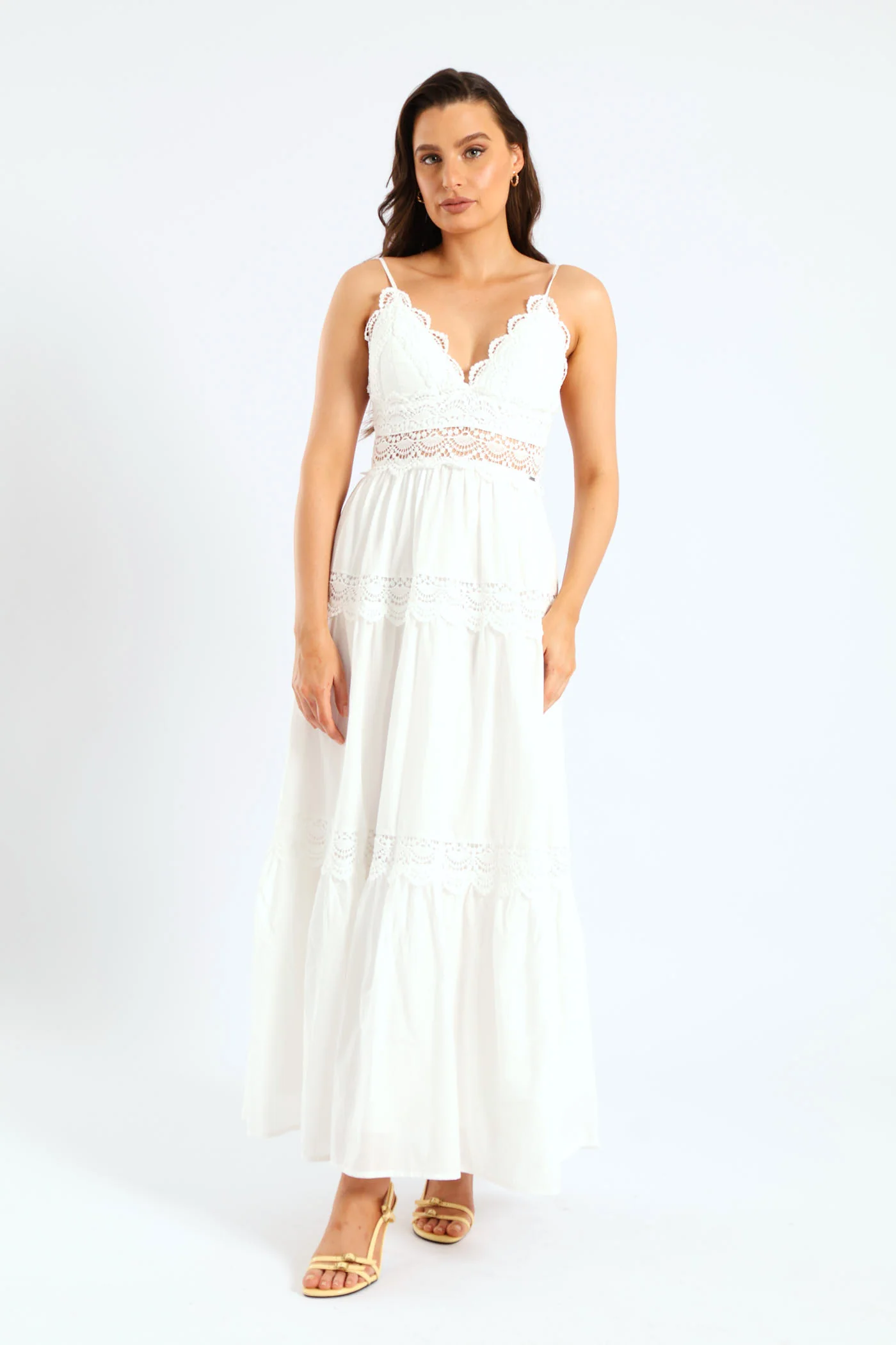 Aurelia Tiered Lace Maxi Dress - White - Image 6
