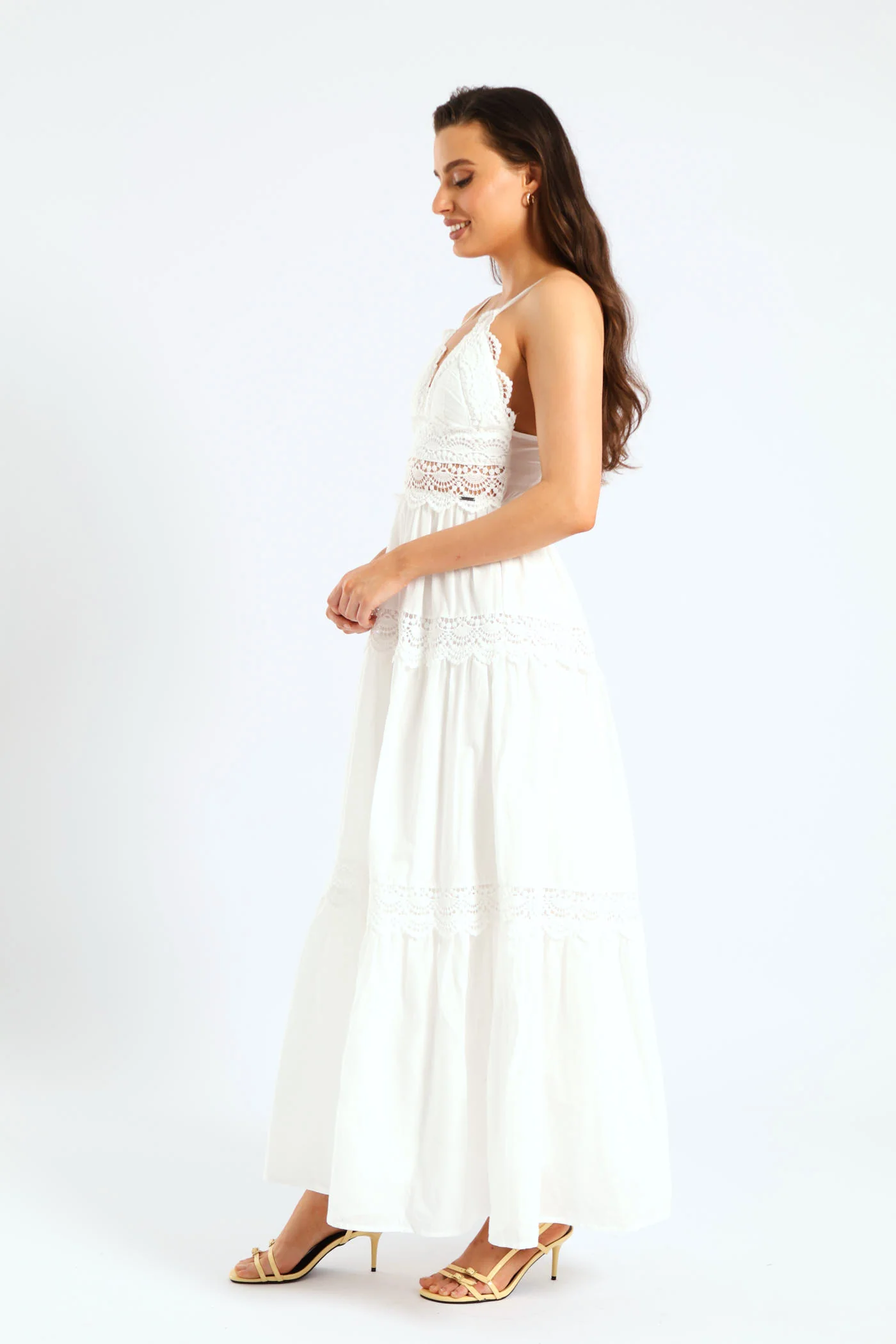 Aurelia Tiered Lace Maxi Dress - White - Image 7