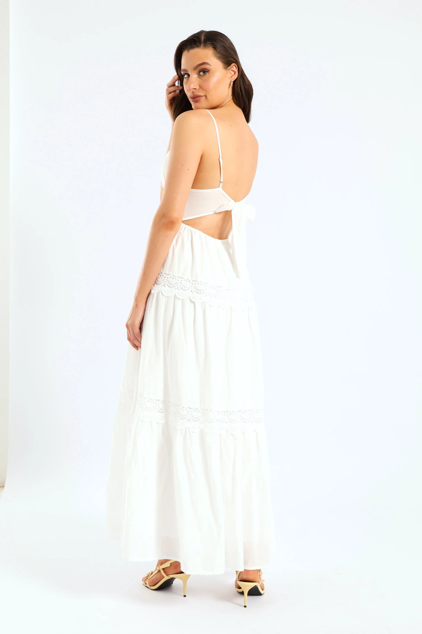 Aurelia Tiered Lace Maxi Dress - White - Image 8