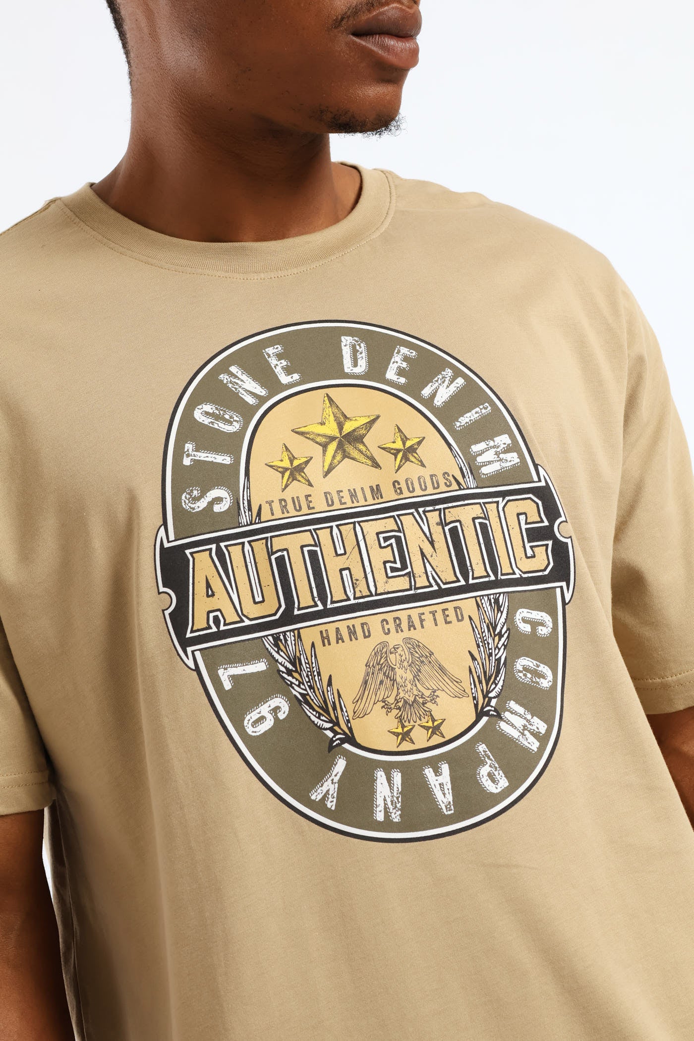 Authentic Bud Stone Denim Company Tee - Taupe - Image 2
