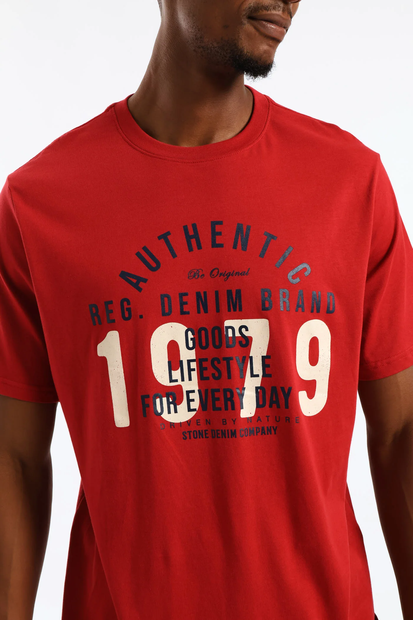 Authentic Print Tee - Dark Red - Image 2