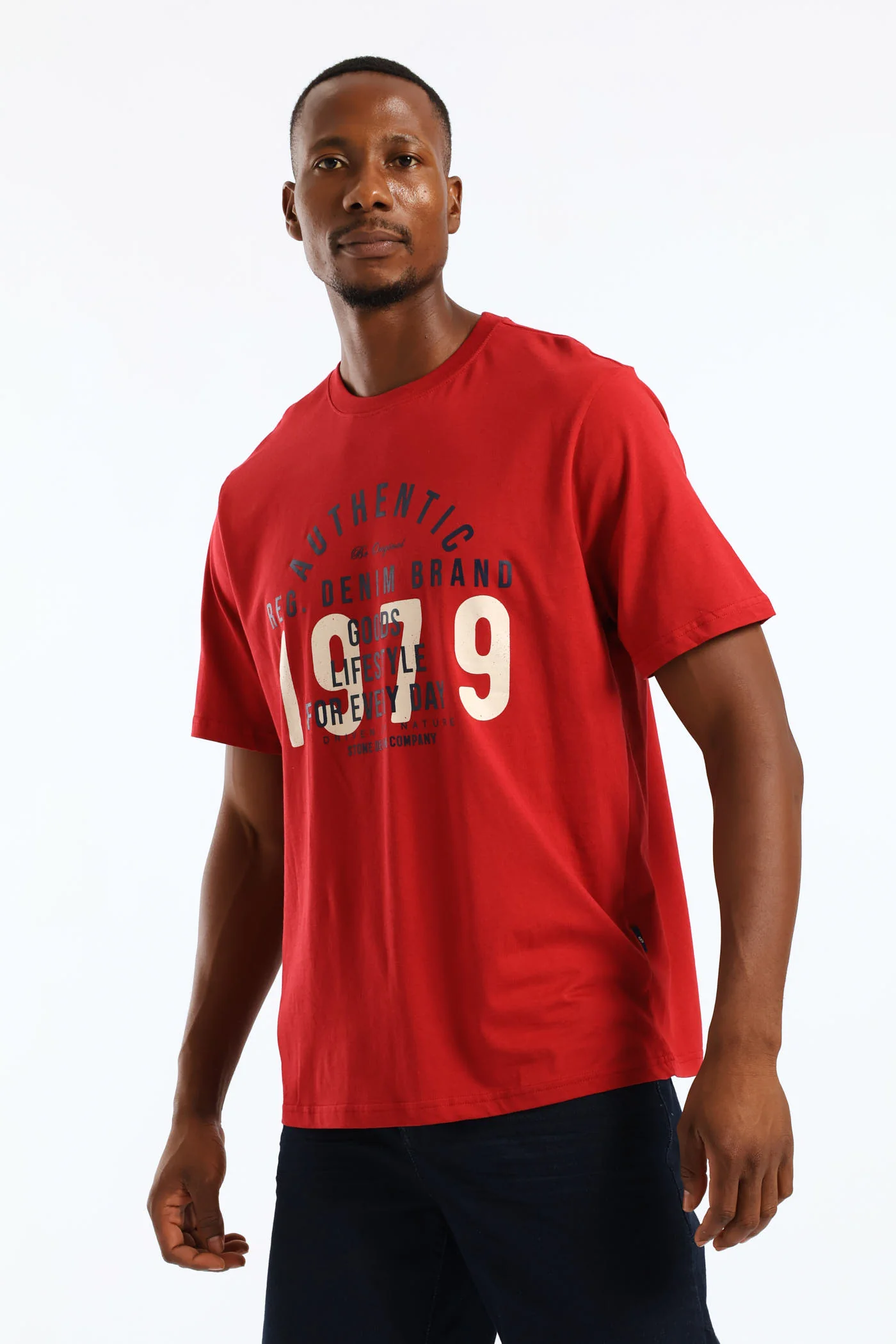Authentic Print Tee - Dark Red - Image 5