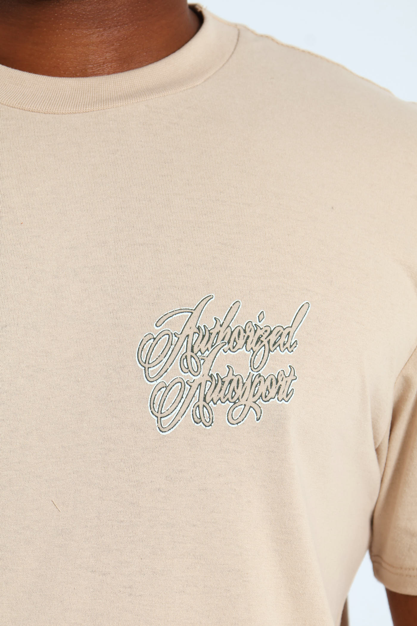 Authorized Front & Back Printed Tee - Stone - Image 4