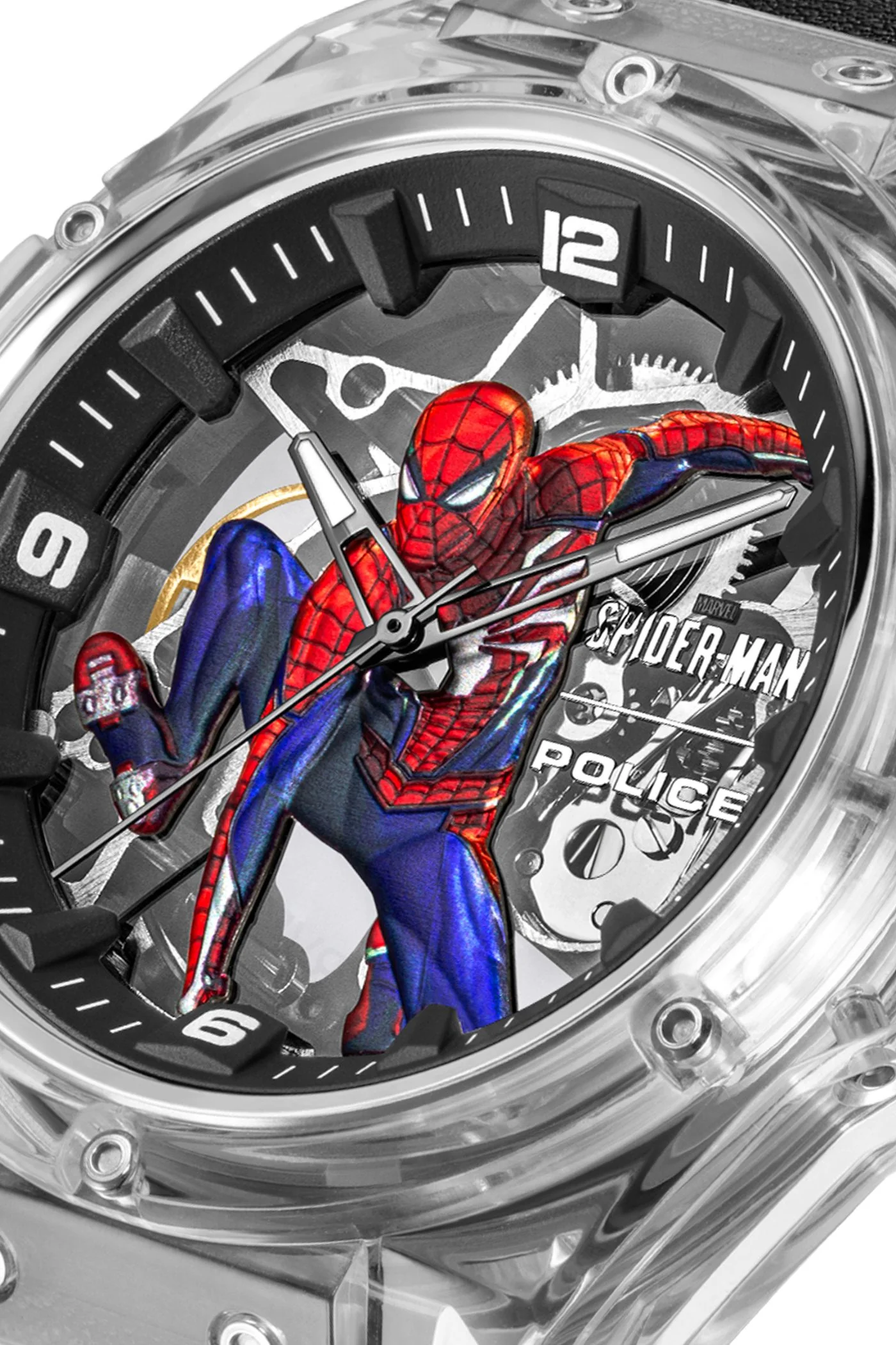 Auto Dial 3D Spiderman Logo Leather Watch - Black - Image 4
