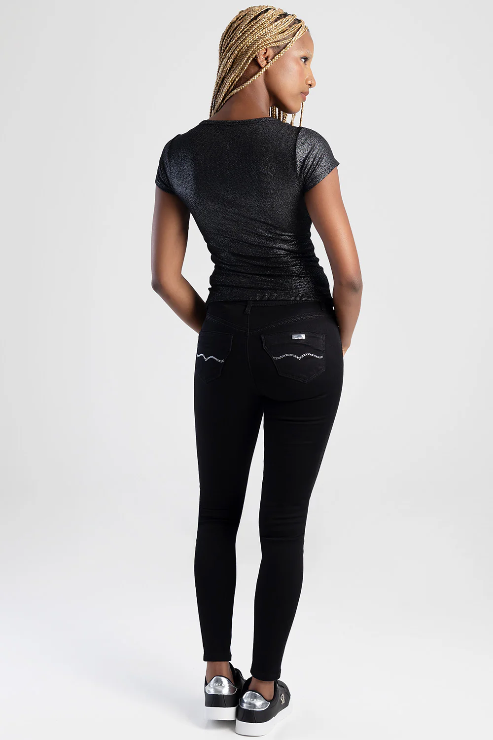 Avery Mid-Waist Basic Skinny Jeans - Black - Image 5