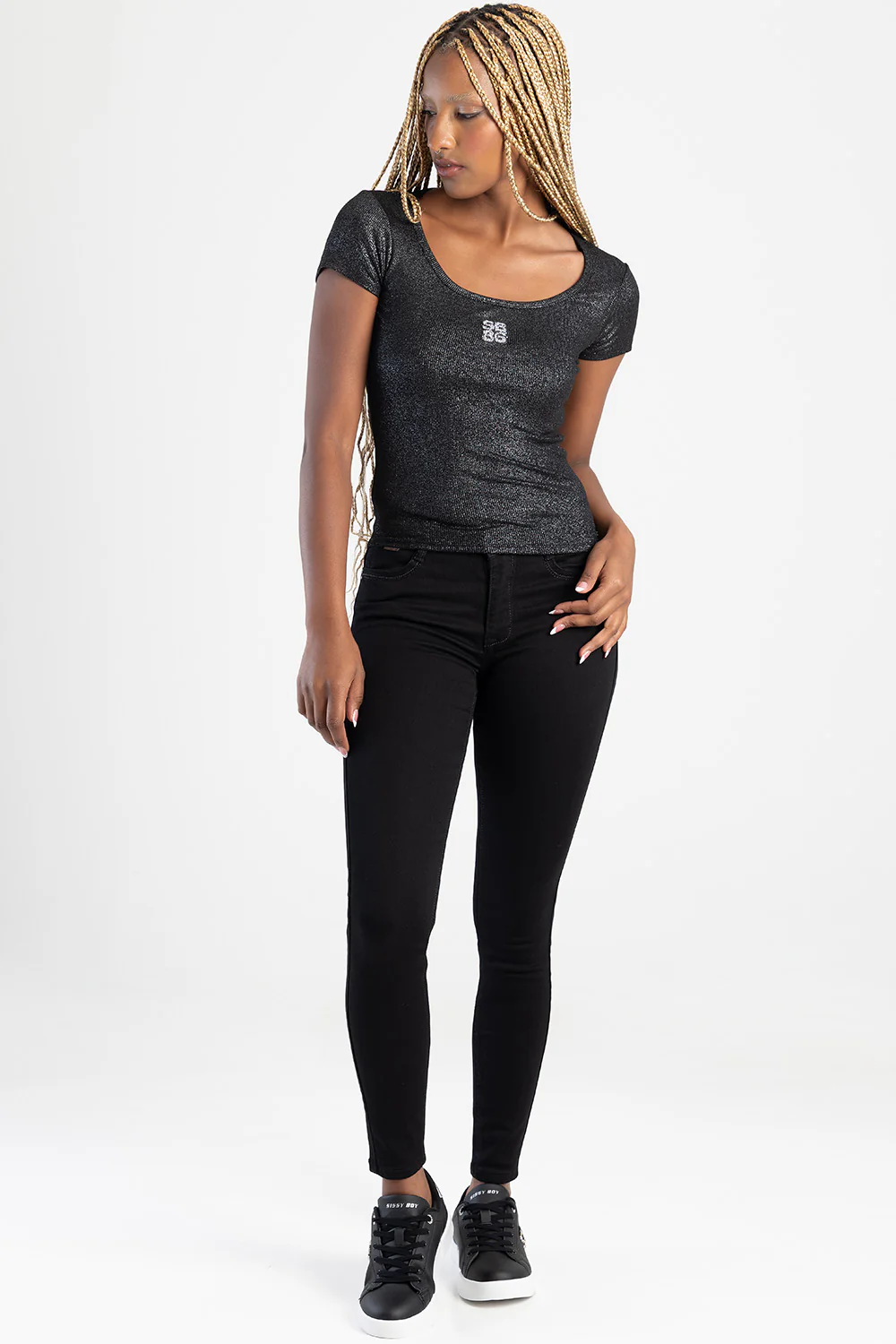 Avery Mid-Waist Basic Skinny Jeans - Black - Image 6