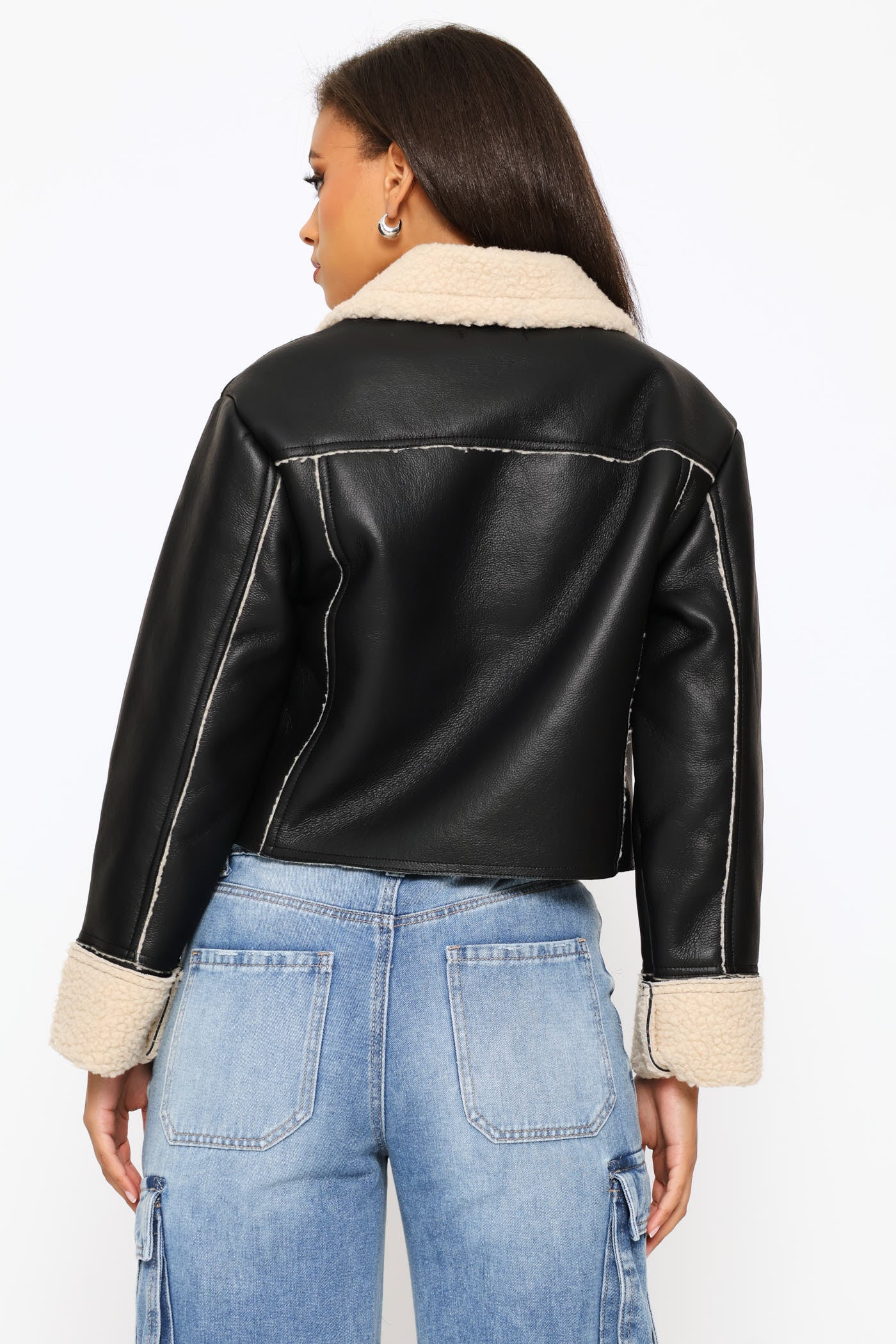 Aviator Jacket - Black/Cream - Image 4