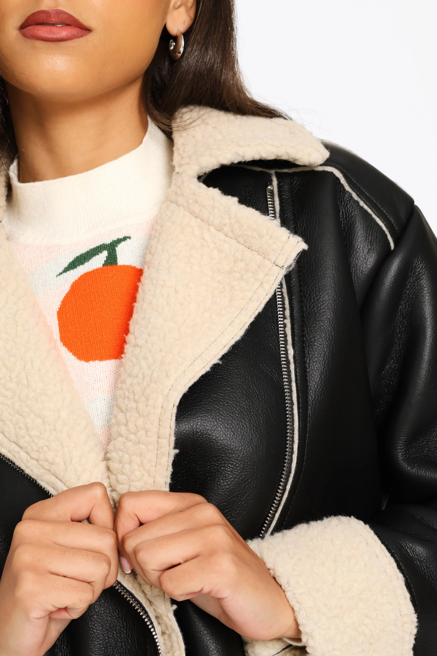 Aviator Jacket - Black/Cream - Image 5