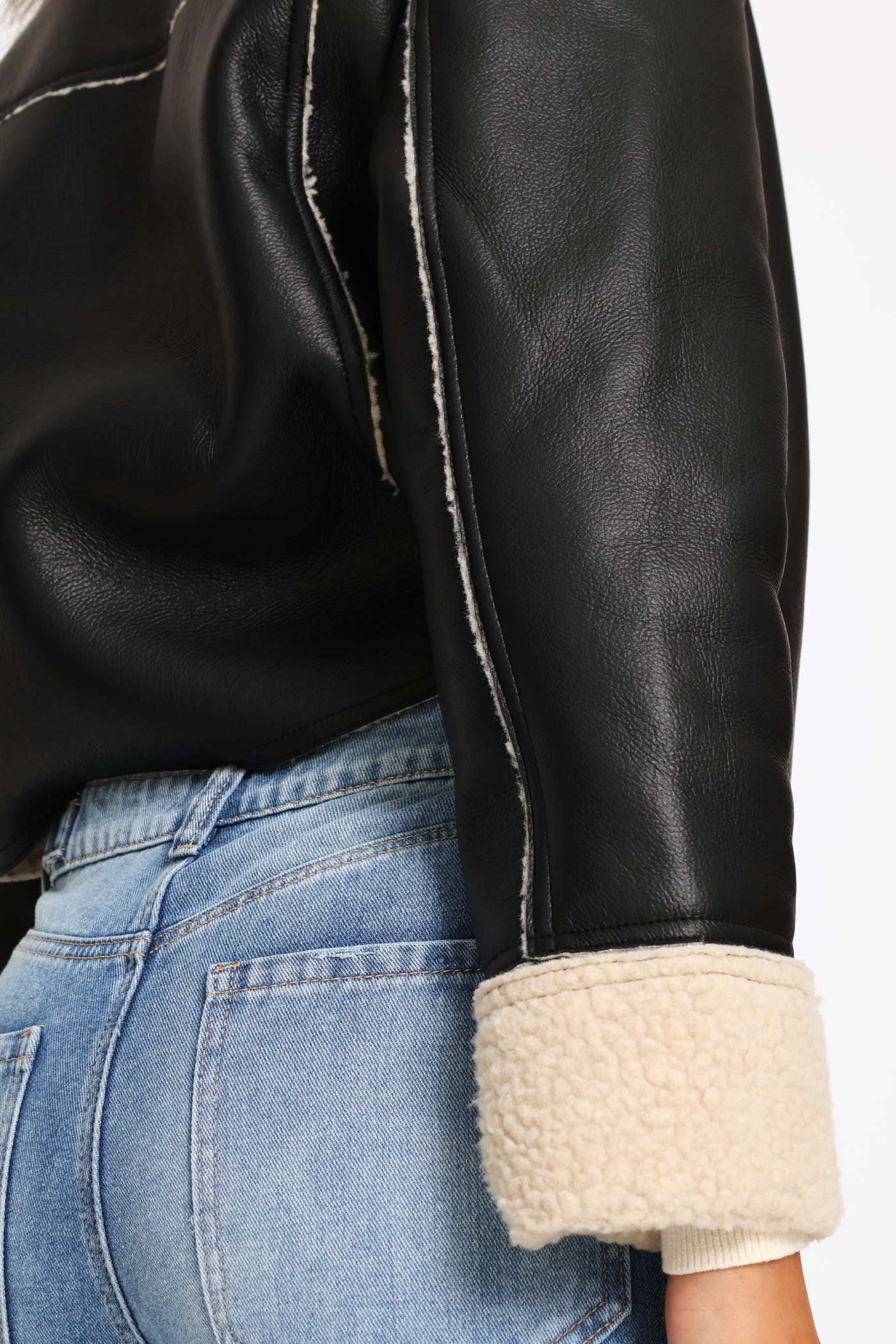 Aviator Jacket - Black/Cream - Image 7