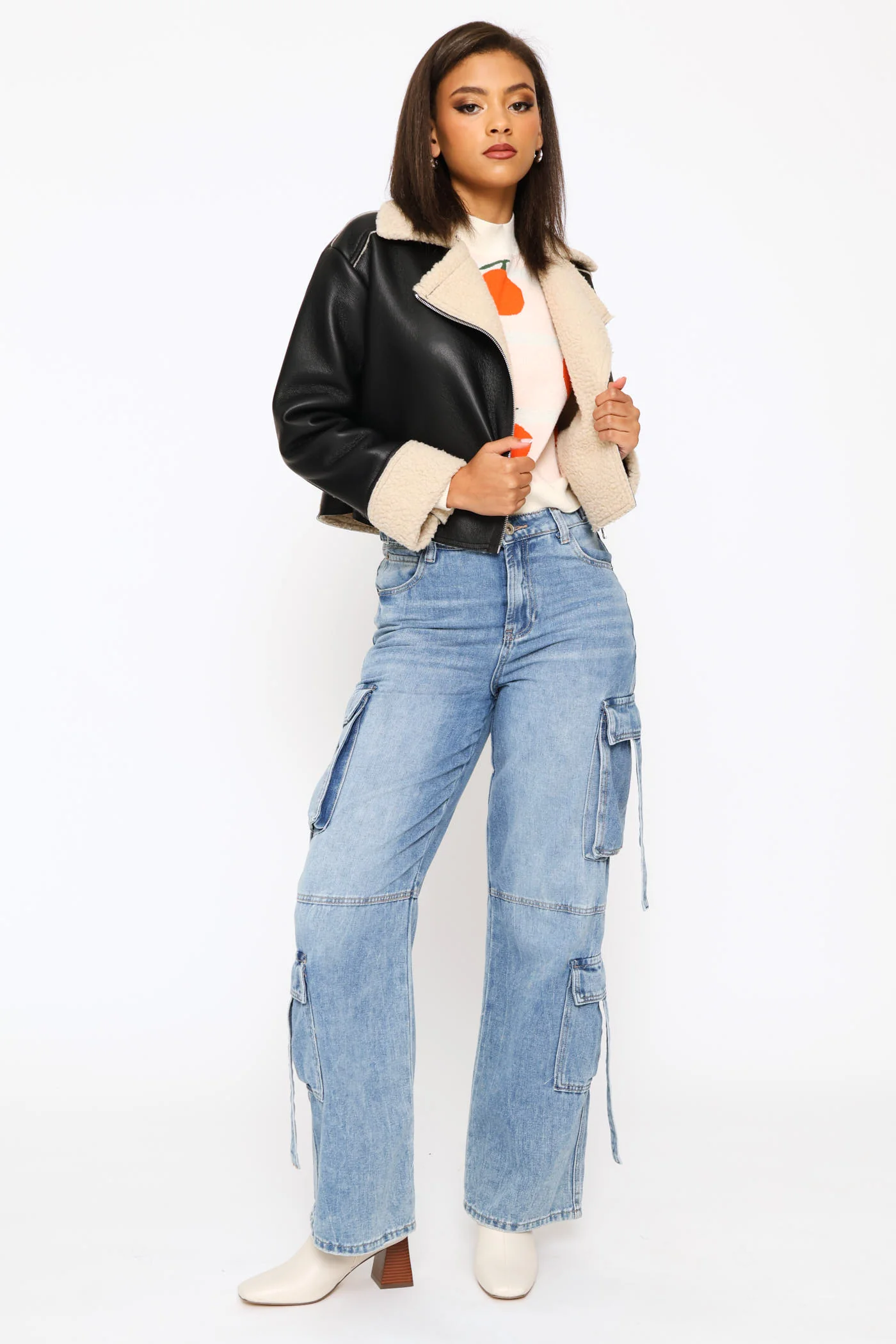 Aviator Jacket - Black/Cream - Image 8