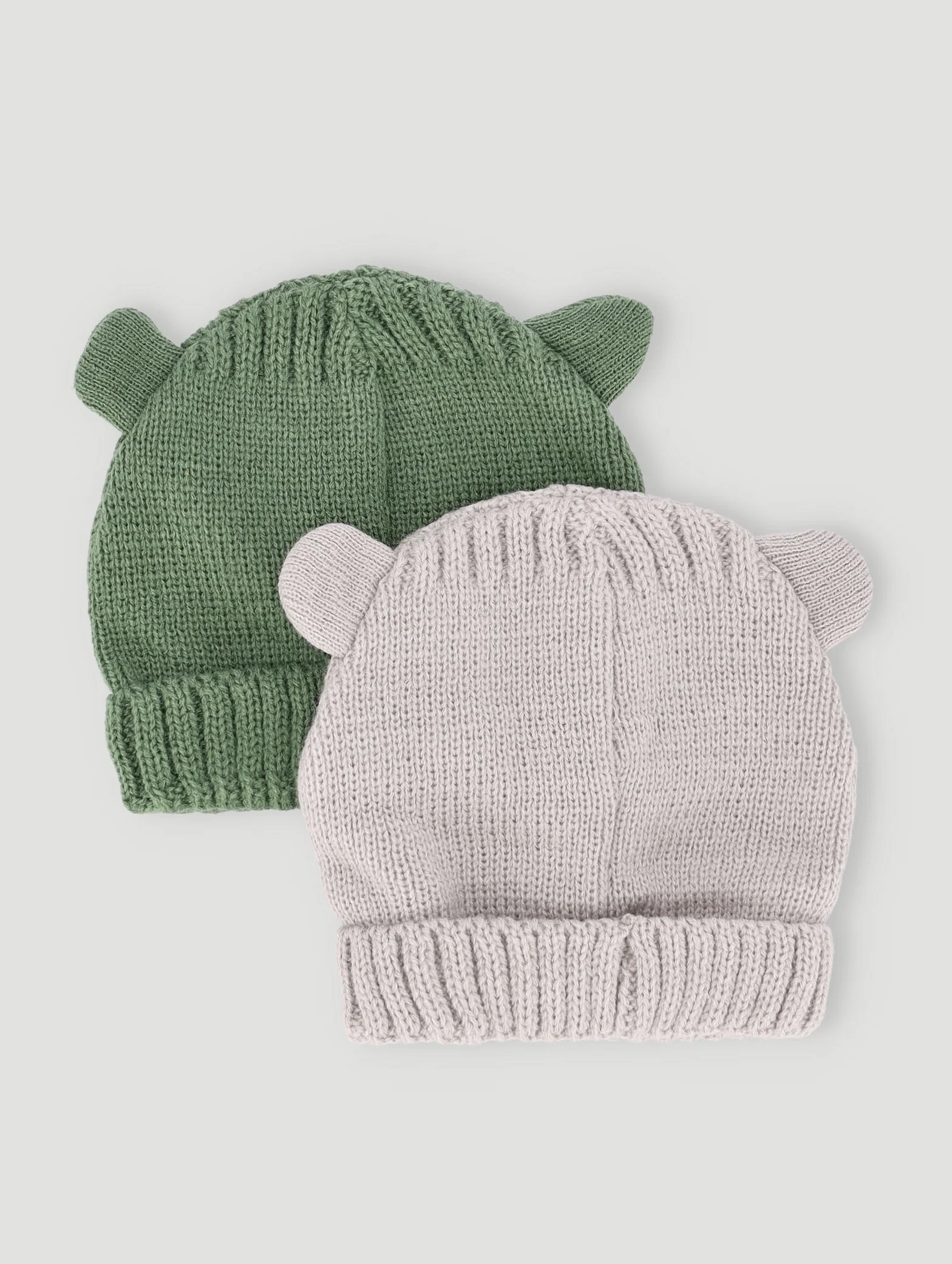 Baby Boys 2 Pack 3D Ears Beanie  - Fatigue/Cream - Image 3