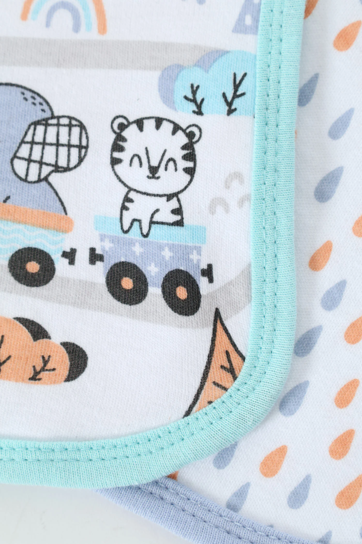 Baby Boys 2 Pack Animal Print Train & Drops Bibs - Blue/Black - Image 2