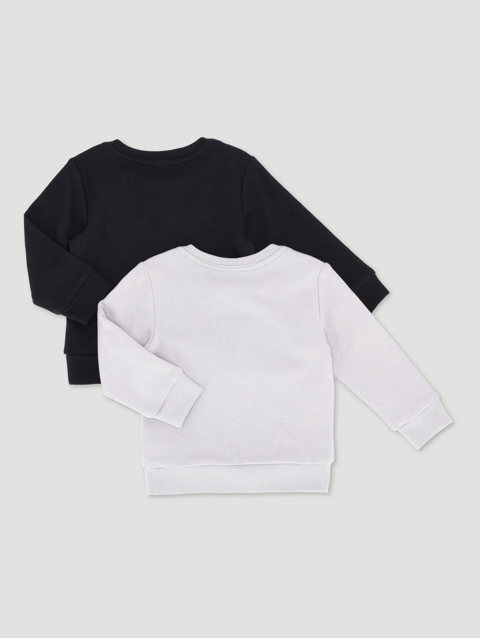 Baby Boys 2 Pack Bear Badge Brushed Plain Pullover - Grey/Black - Image 2