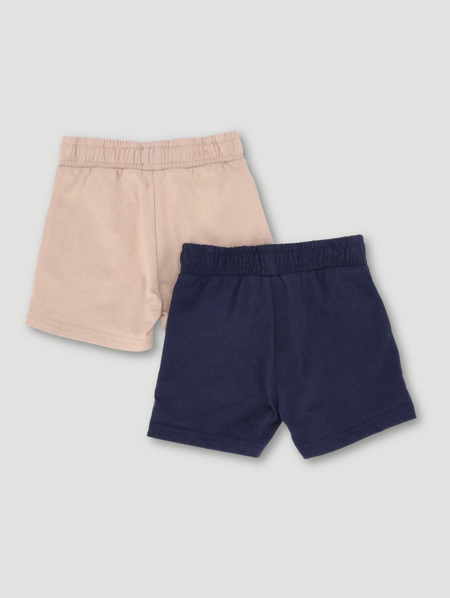 Baby Boys 2 Pack Bear Badge Knit Short Set - Navy/Stone - Image 2