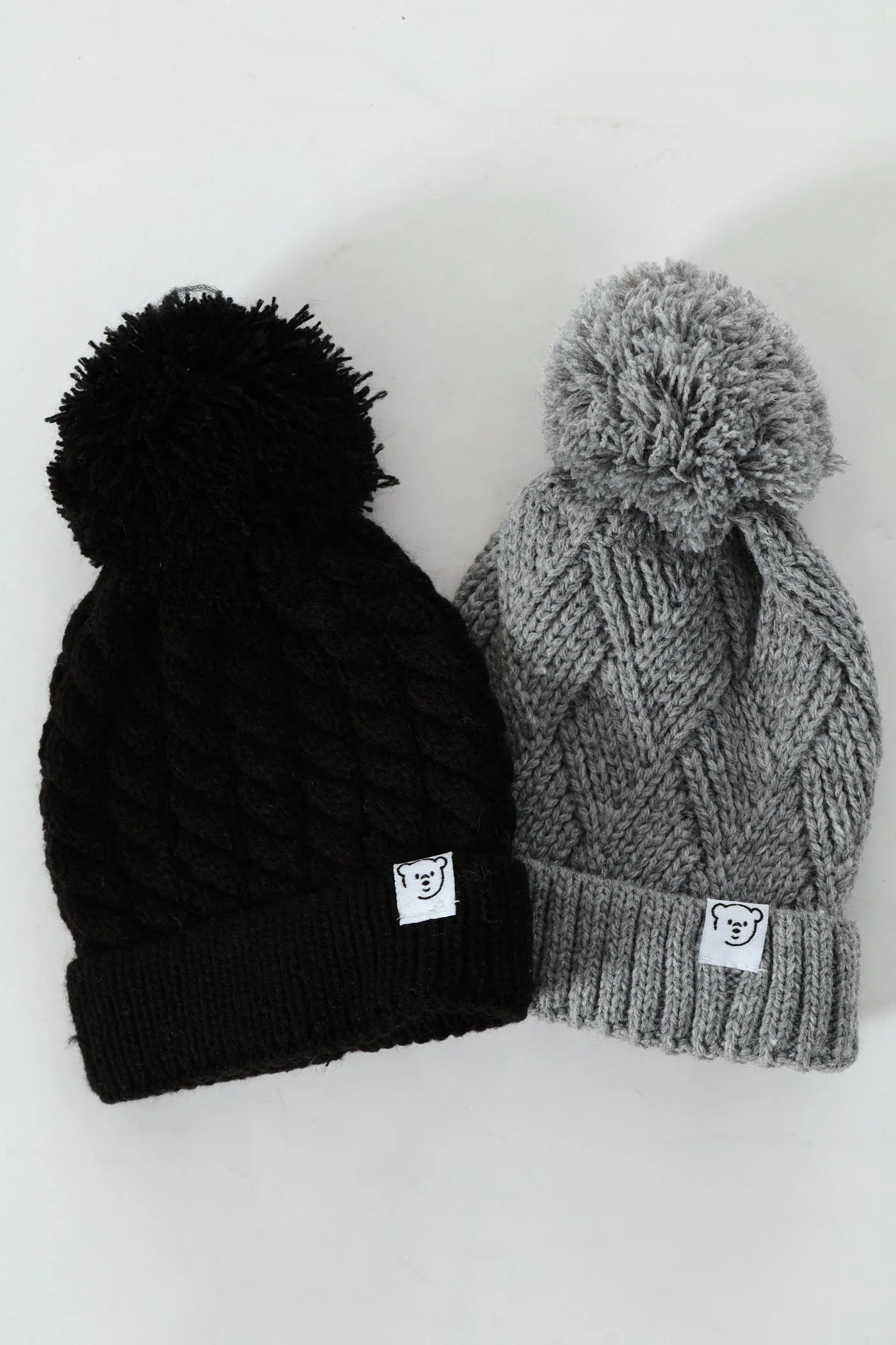 Baby Boys 2 Pack Bear Beanie - Black/Grey - Image 4