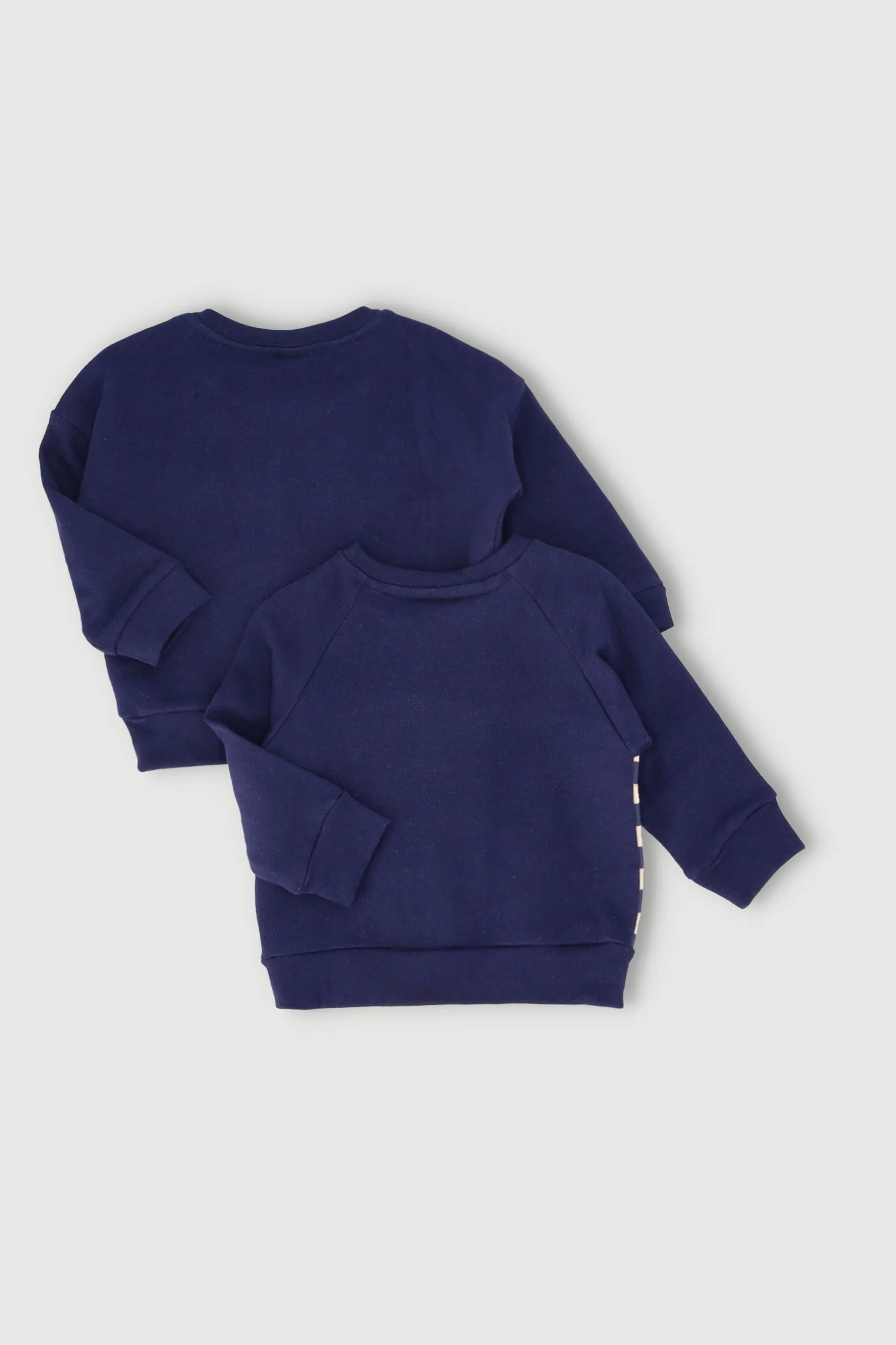 Baby Boys 2 Pack Brushed Fleece Dude Sweat Top - Cream/Navy - Image 2