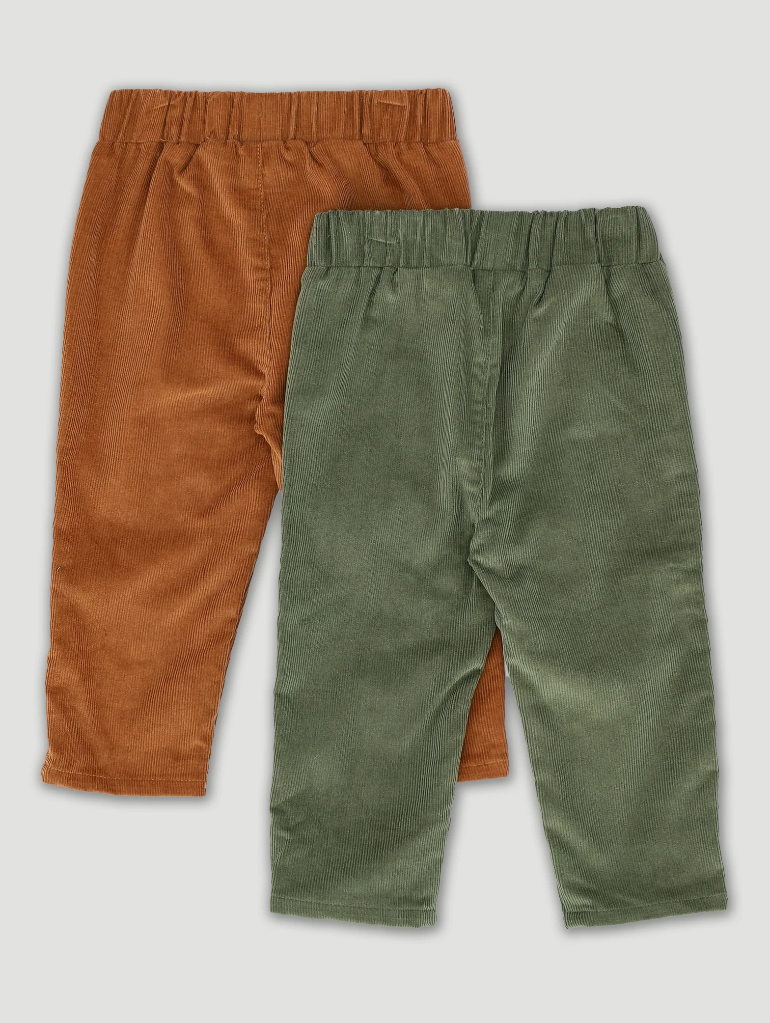 Baby Boys 2 Pack Corduroy Bottoms - Olive/Brown - Image 2