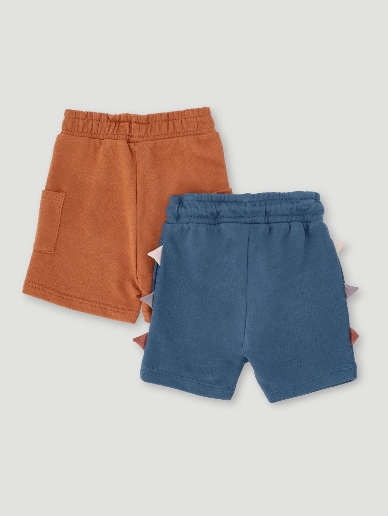 Baby Boys 2 Pack Dino Knit Shorts - Teal - Image 2