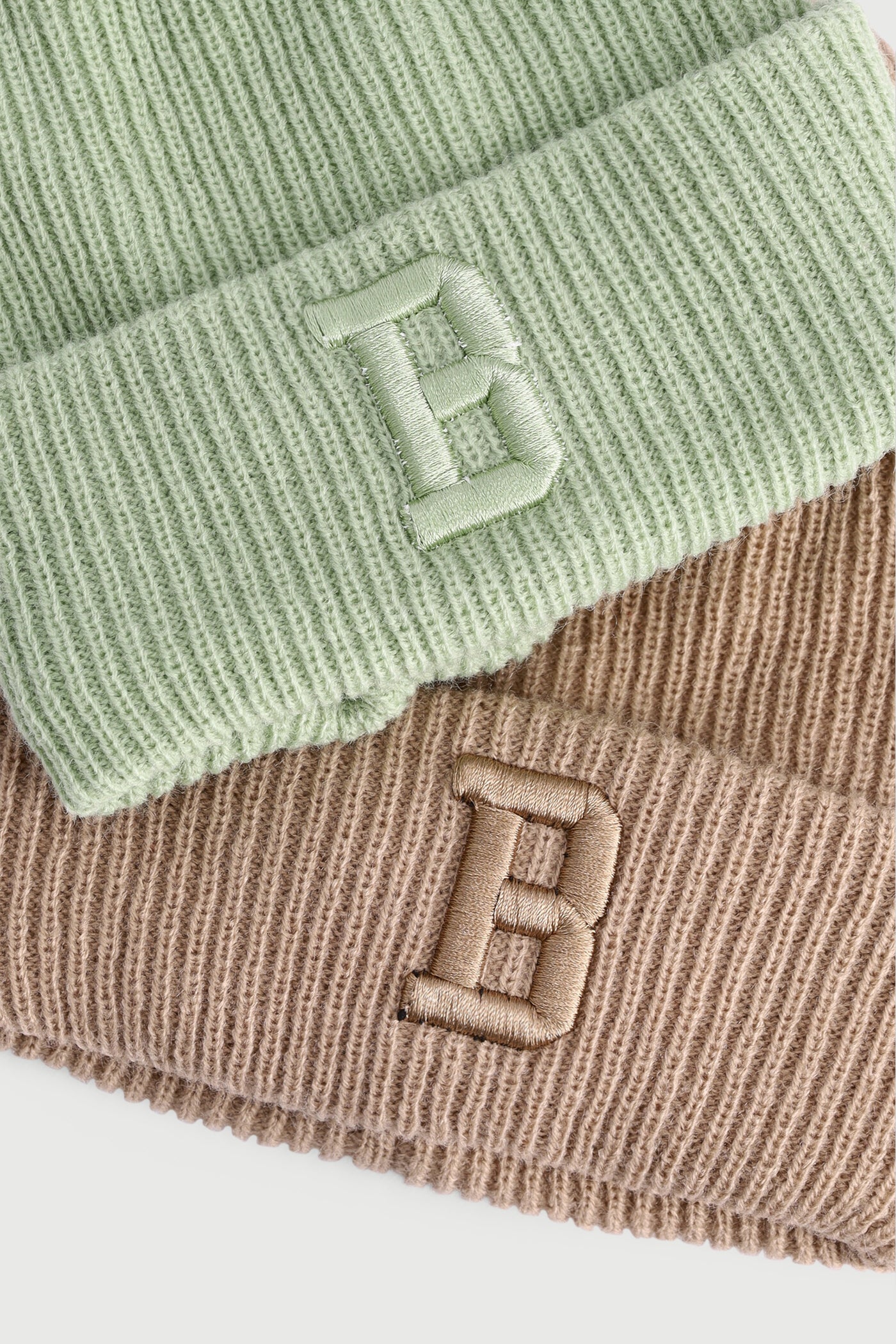 Baby Boys 2 Pack Embroidery Beanies - Sage - Image 2