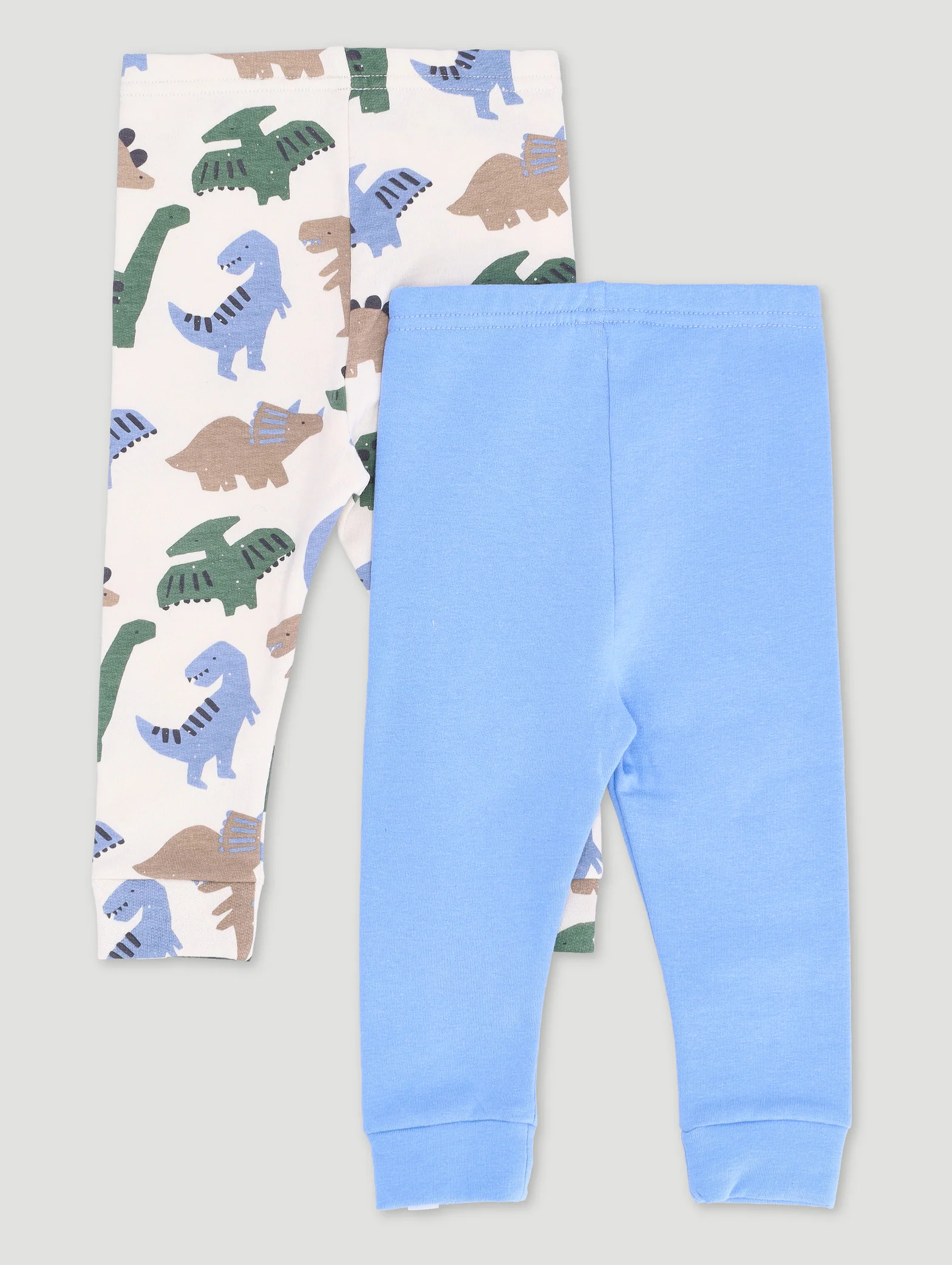 Baby Boys 2 Pack Leggings - Blue/White - Image 2