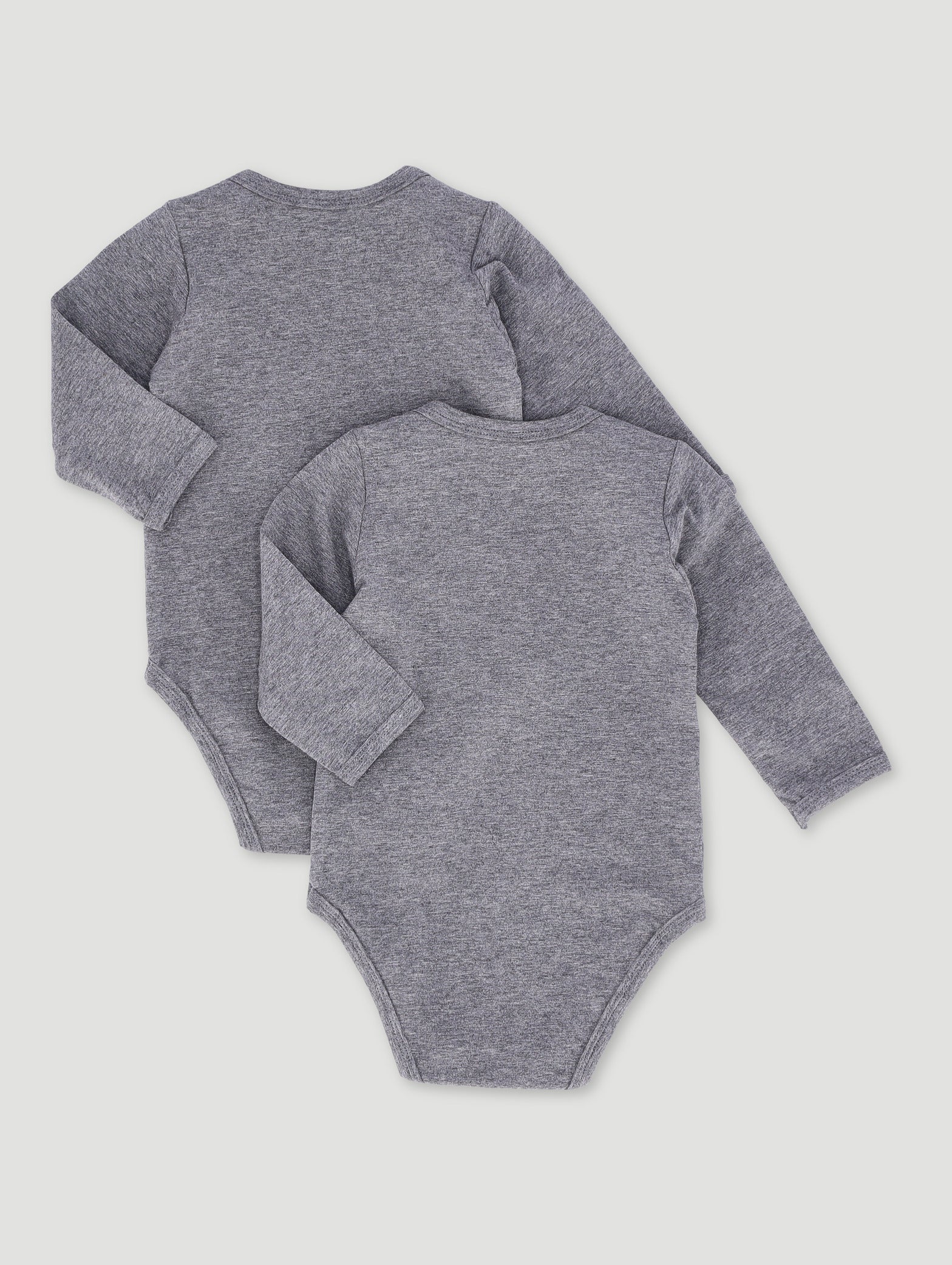 Baby Boys 2 Pack Long Sleeve Bodyvest - Charcoal Melange - Image 2