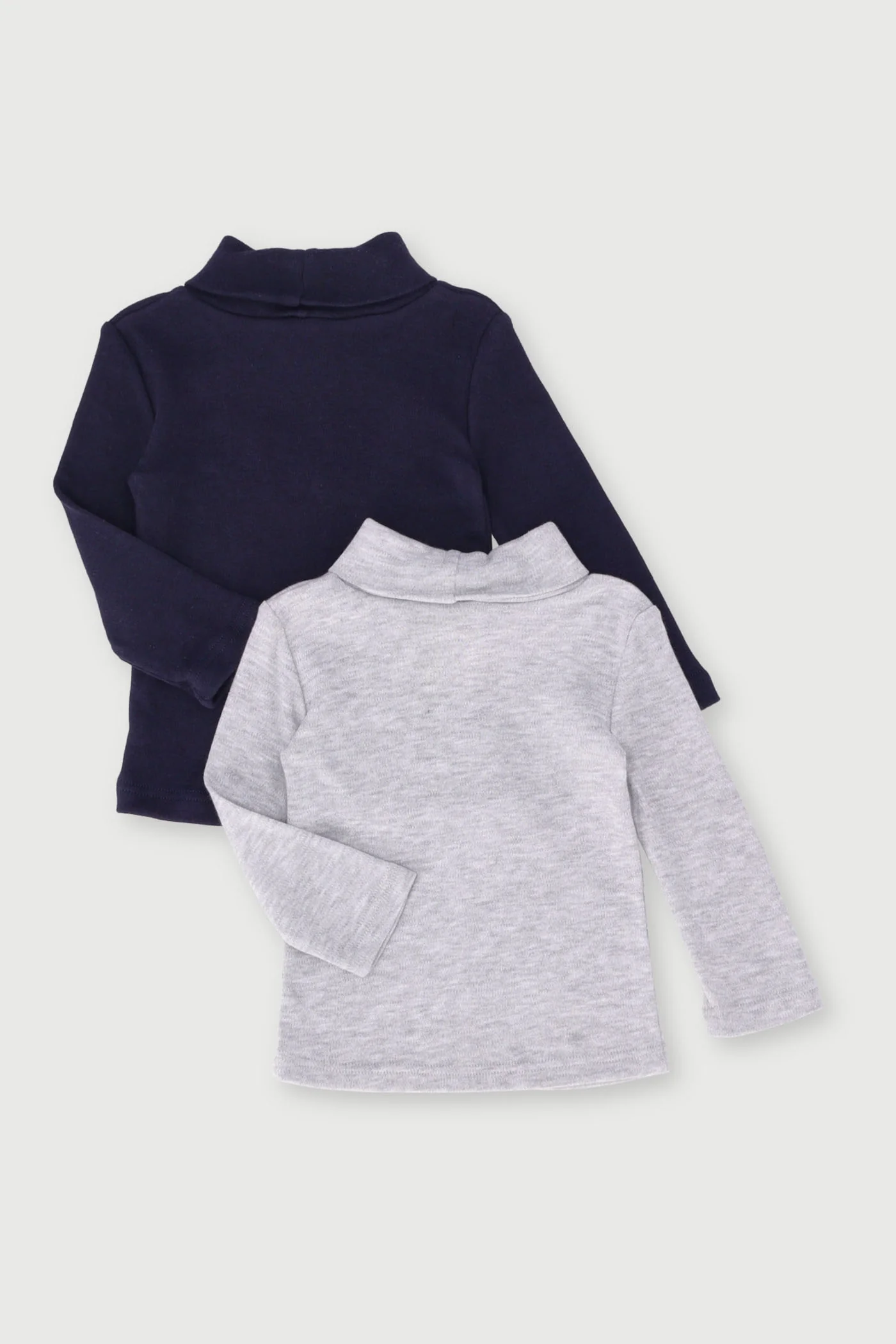 Baby Boys 2 Pack Long Sleeve Poloneck Top - Grey Melange - Image 2