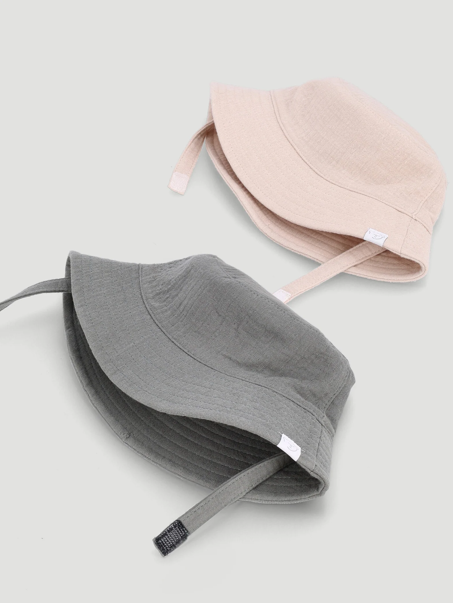 Baby Boys 2 Pack Plain Cotton Crinkle Hat - Fatigue - Image 2