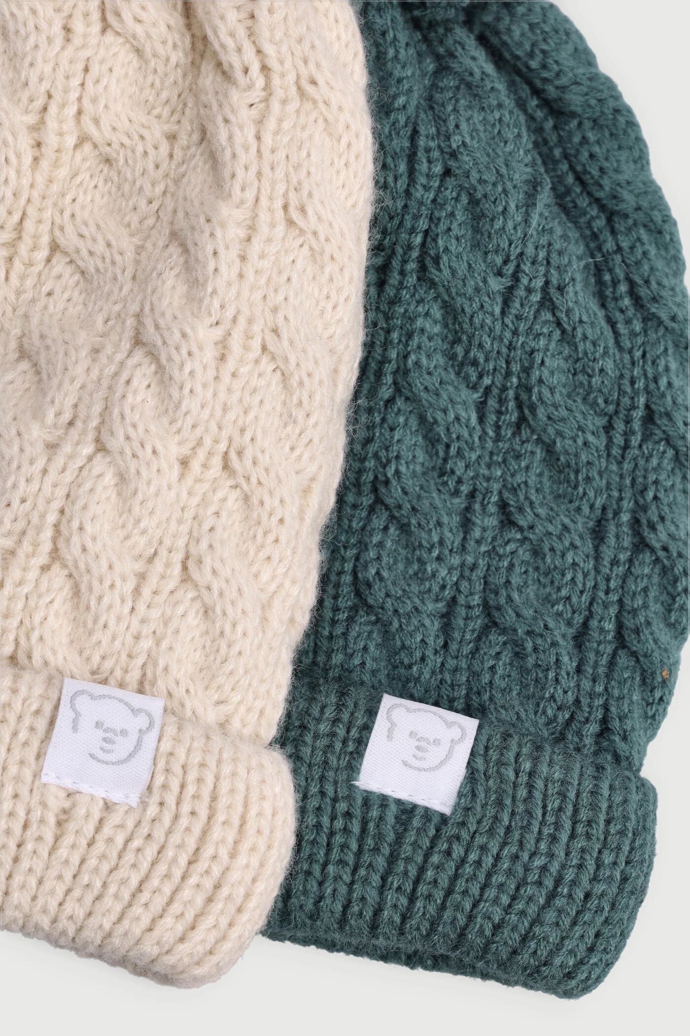 Baby Boys 2 Pack Pom Pom Beanie - Olive - Image 2