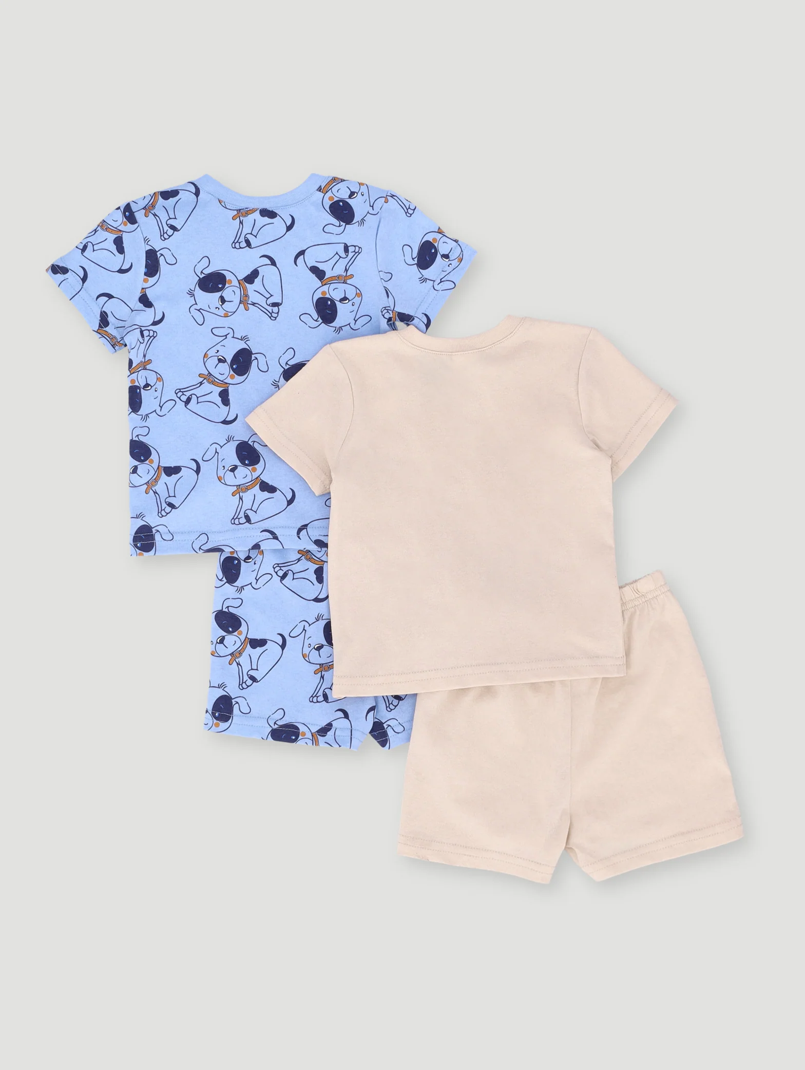 Baby Boys 2 Pack Puppies PJ Babygrow - Stone/Blue - Image 2