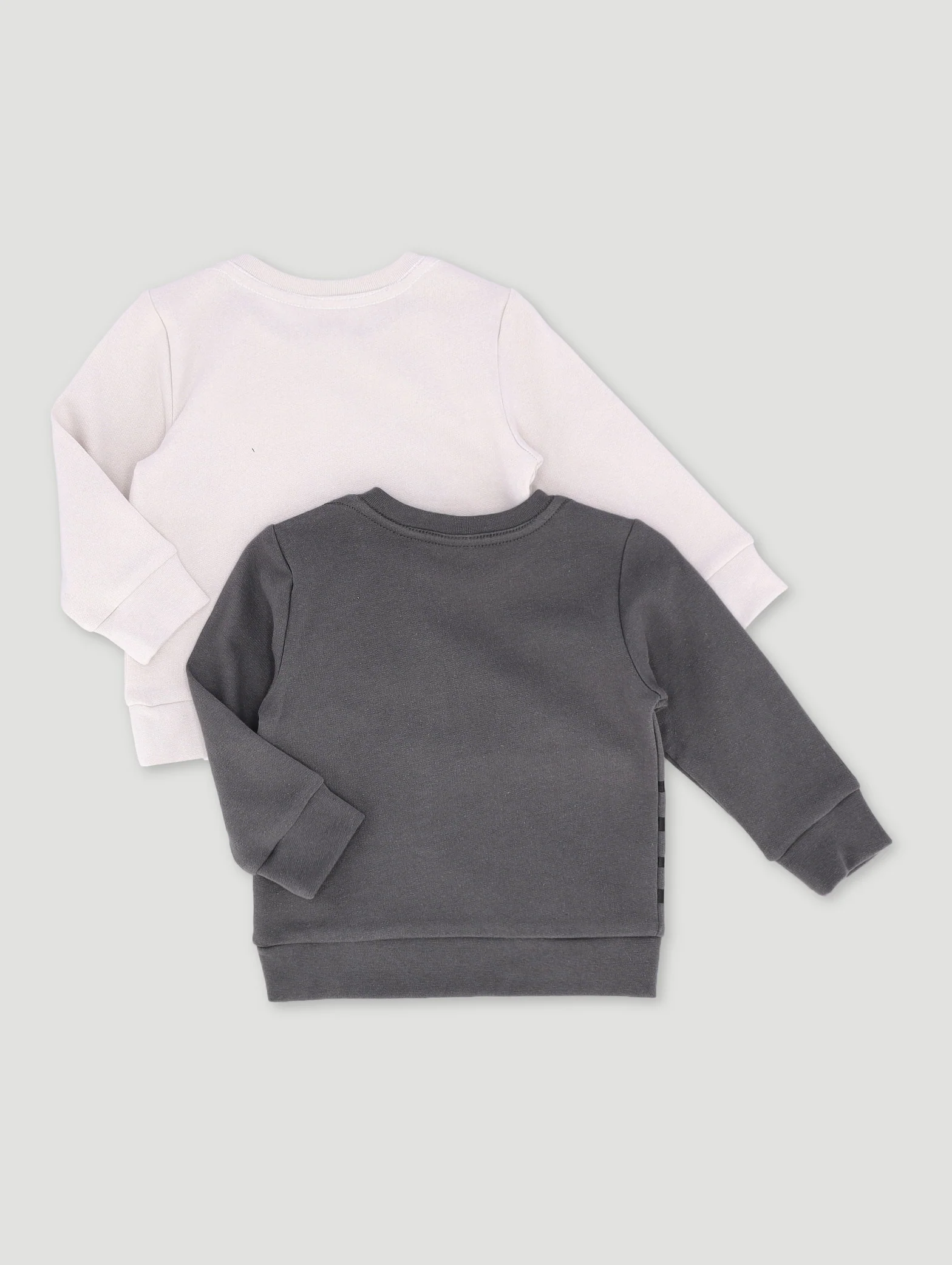 Baby Boys 2 Pack Stripe Lion Brushed Fleece Top - Grey - Image 2