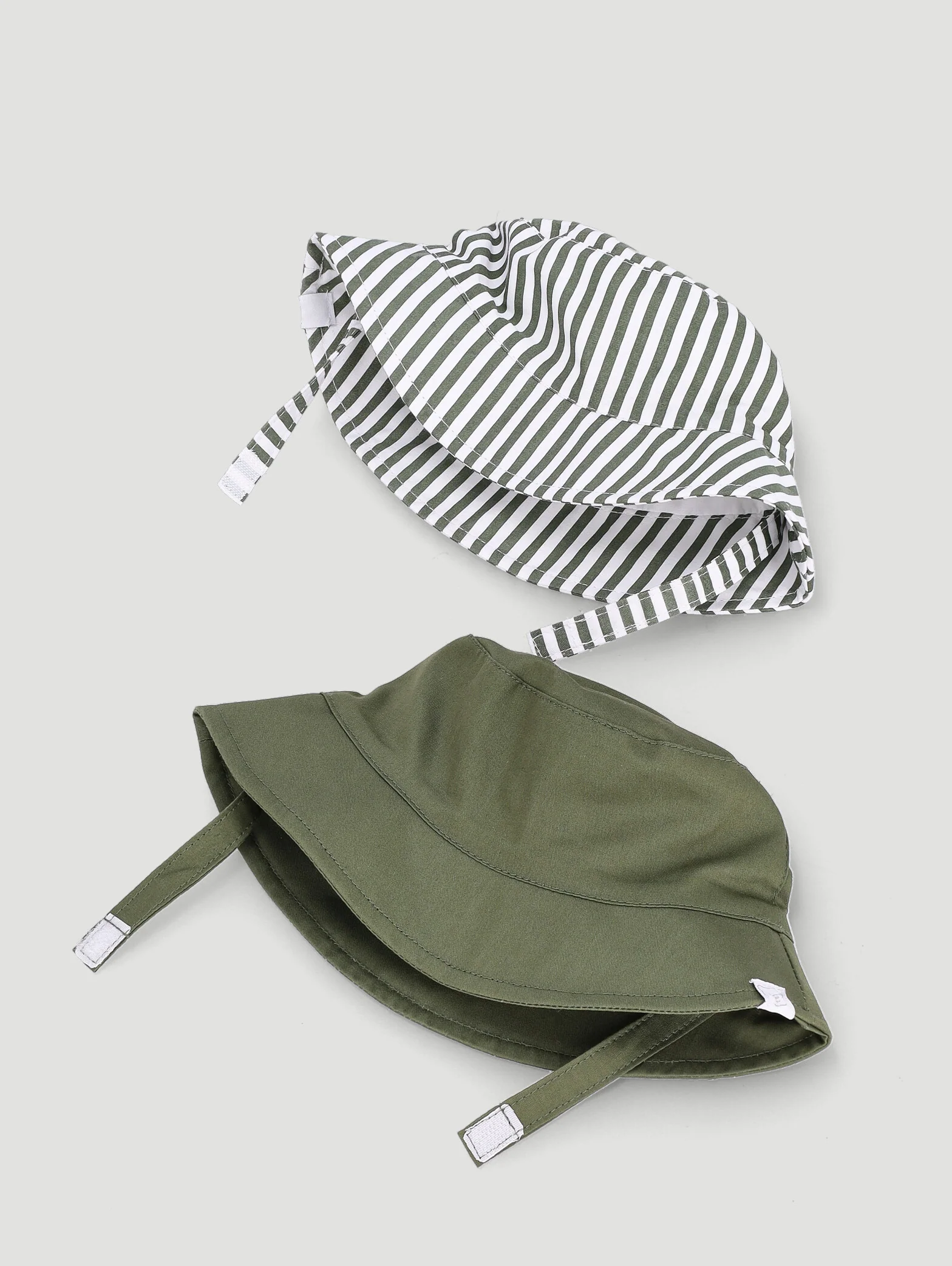 Baby Boys 2 Pack Striped Bucket Hat - Fatigue - Image 2
