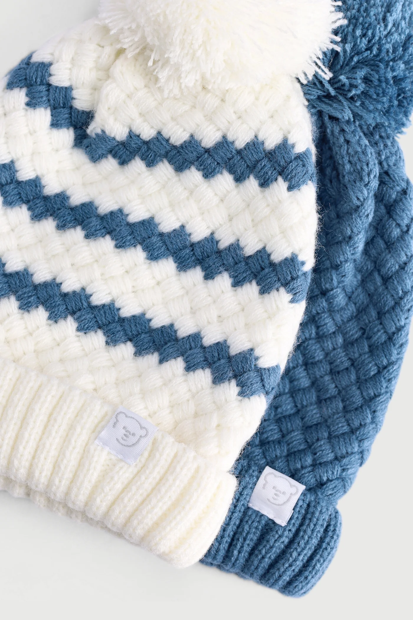 Baby Boys 2 Pack Stripes Beanie - White - Image 2