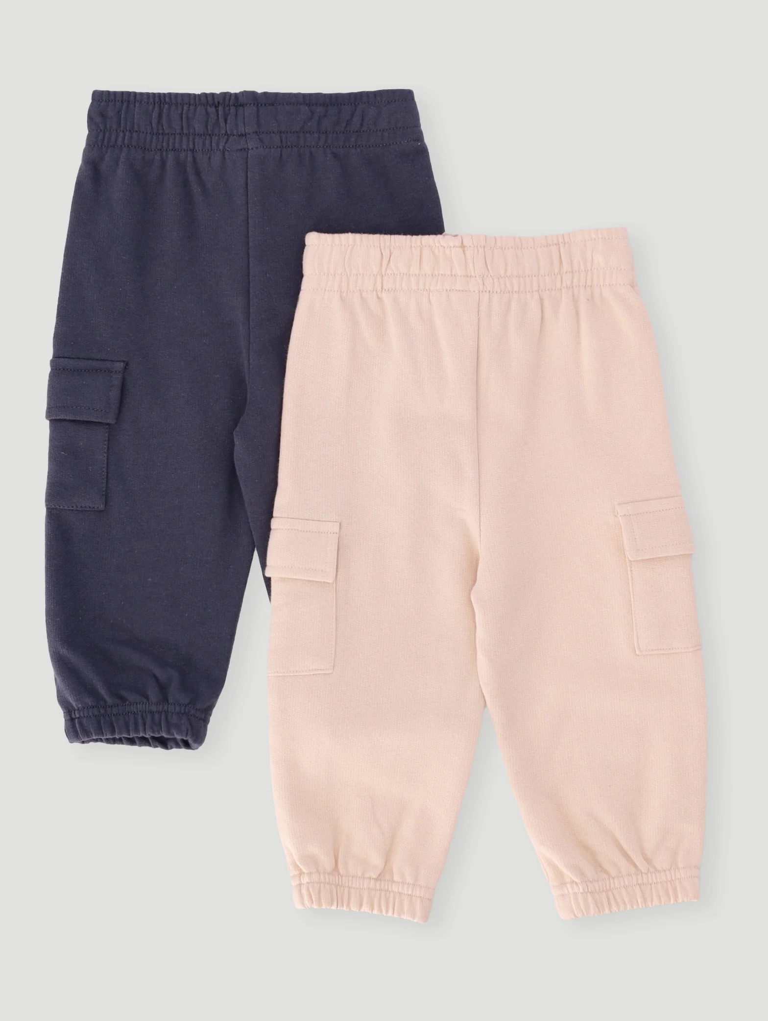 Baby Boys 2 Pack Utility Jogger - Cream/Grey - Image 2