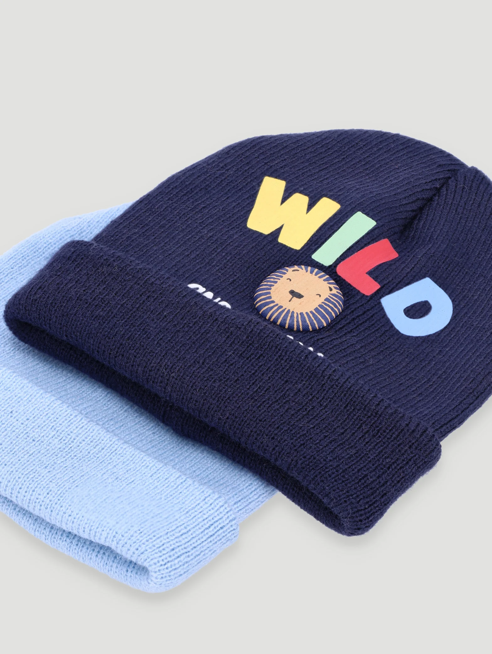 Baby Boys 2 Pack Wild And Awesome Beanie - Dark Navy - Image 2
