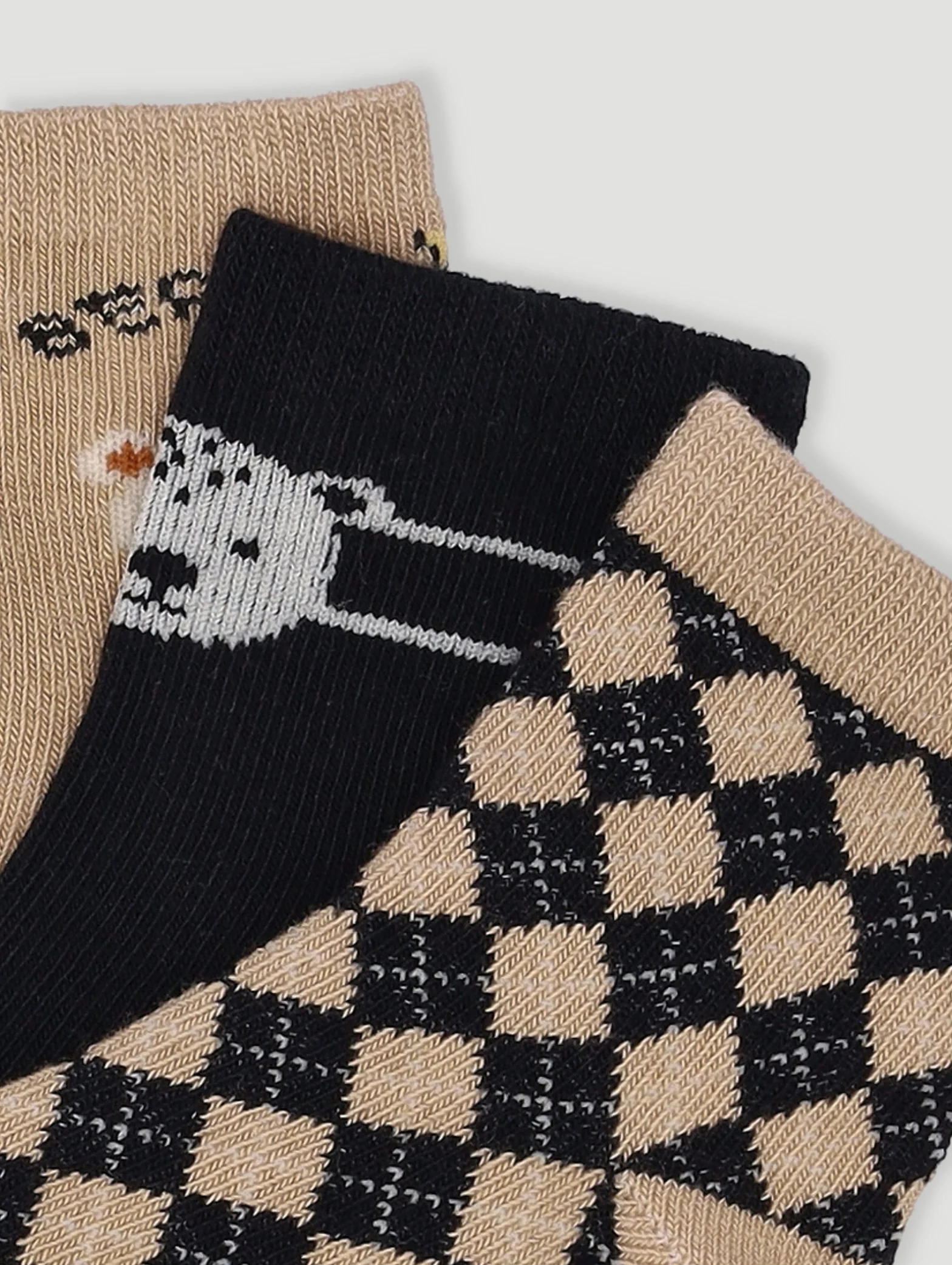 Baby Boys 3 Pack Bear Sock - Light Brown - Image 2