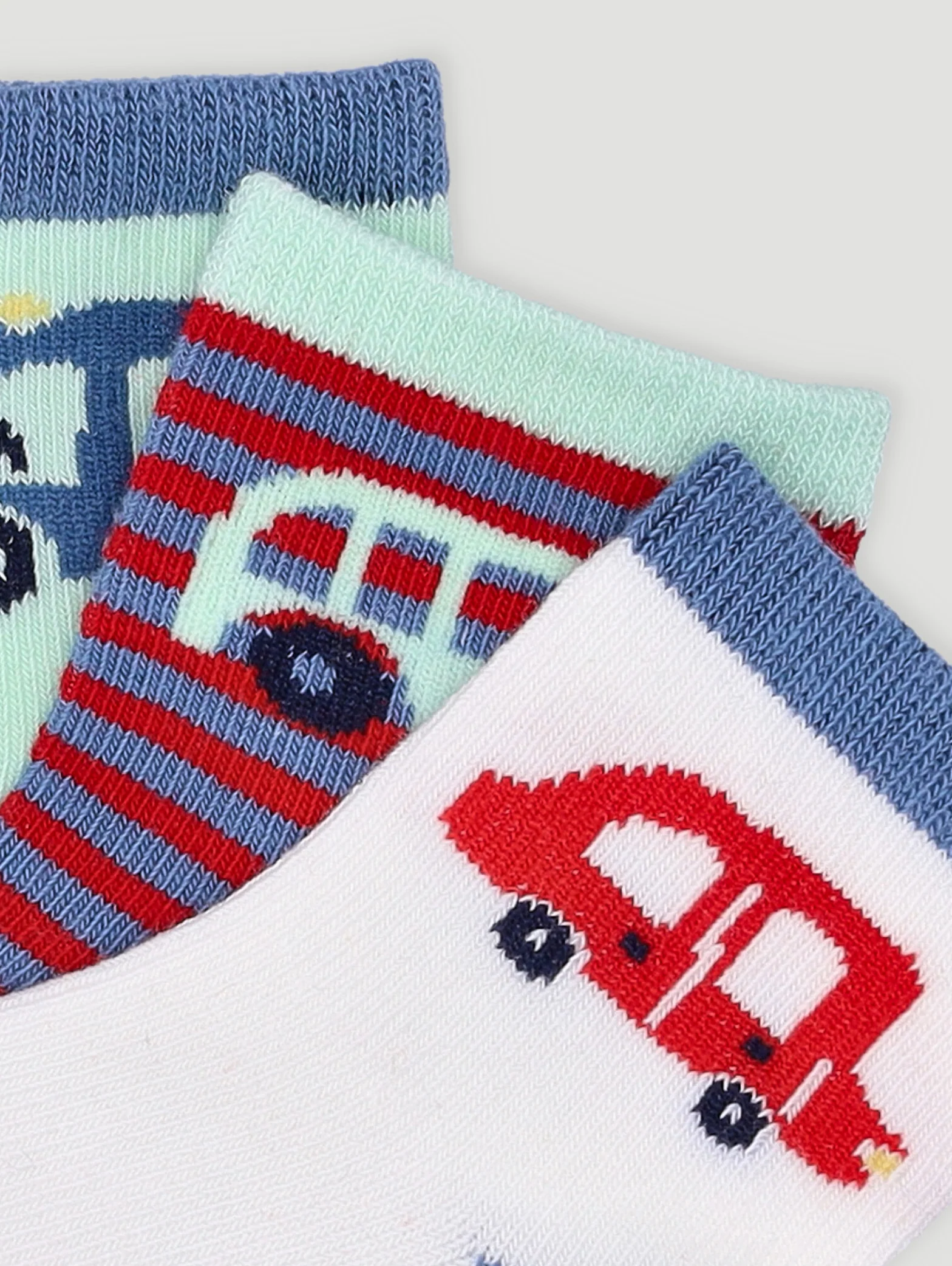 Baby Boys 3 Pack Cars Cotton Socks - Cream - Image 2