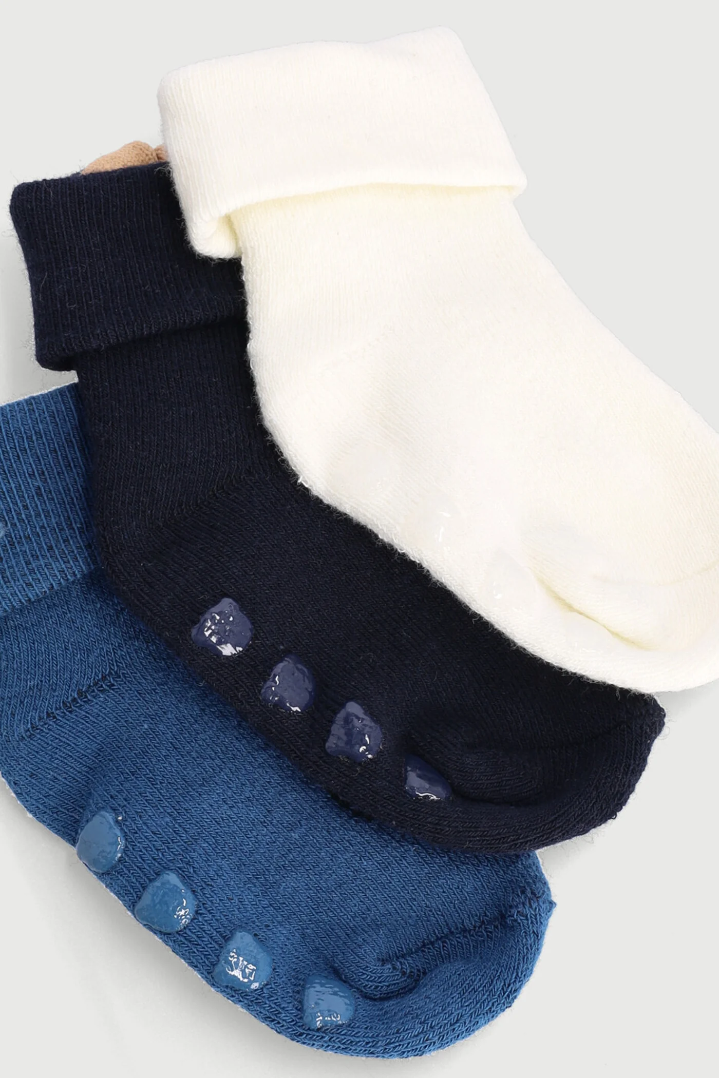 Baby Boys 3 Pack Dino Embroidery Towelling Socks - Stone - Image 2