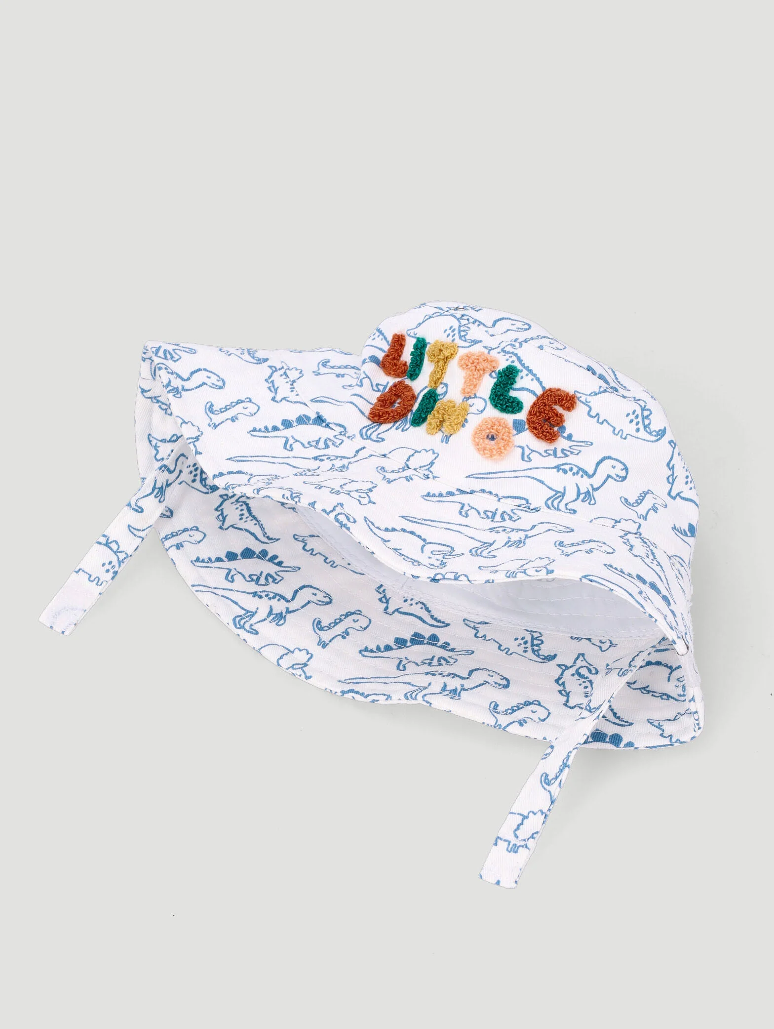 Baby Boys 3D Little Dino Print Twill Bucket Hat - Cream - Image 3