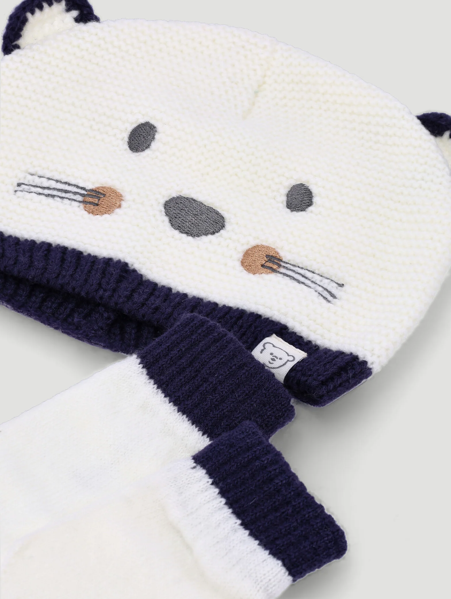 Baby Boys Beanie - Cream/Navy - Image 2