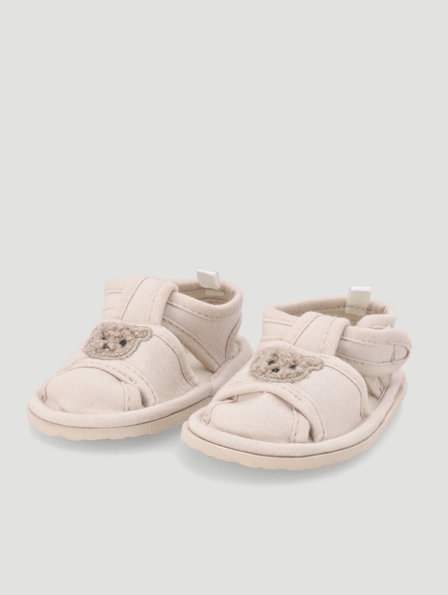 Baby Boys Bear Open Toe Slipper - Stone - Image 4