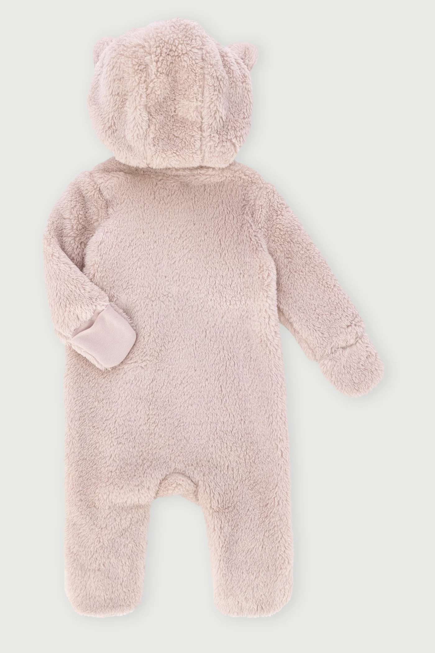 Baby Boys Bear Sherpa Sleepsuit - Stone - Image 2