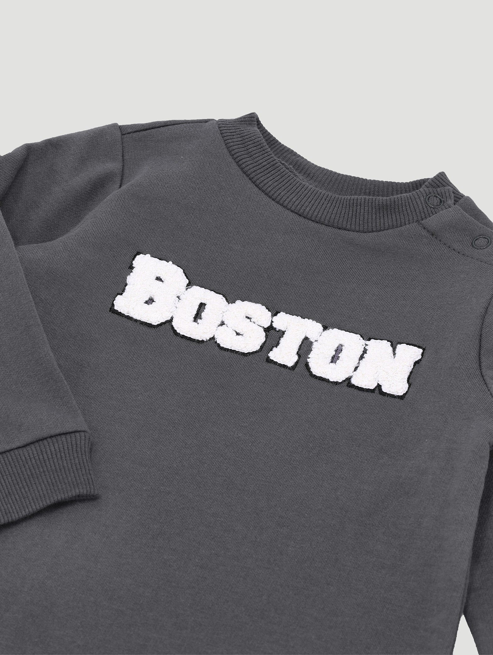 Baby Boys Boston Brushed Sleepsuit - Marble Charcoal - Image 3
