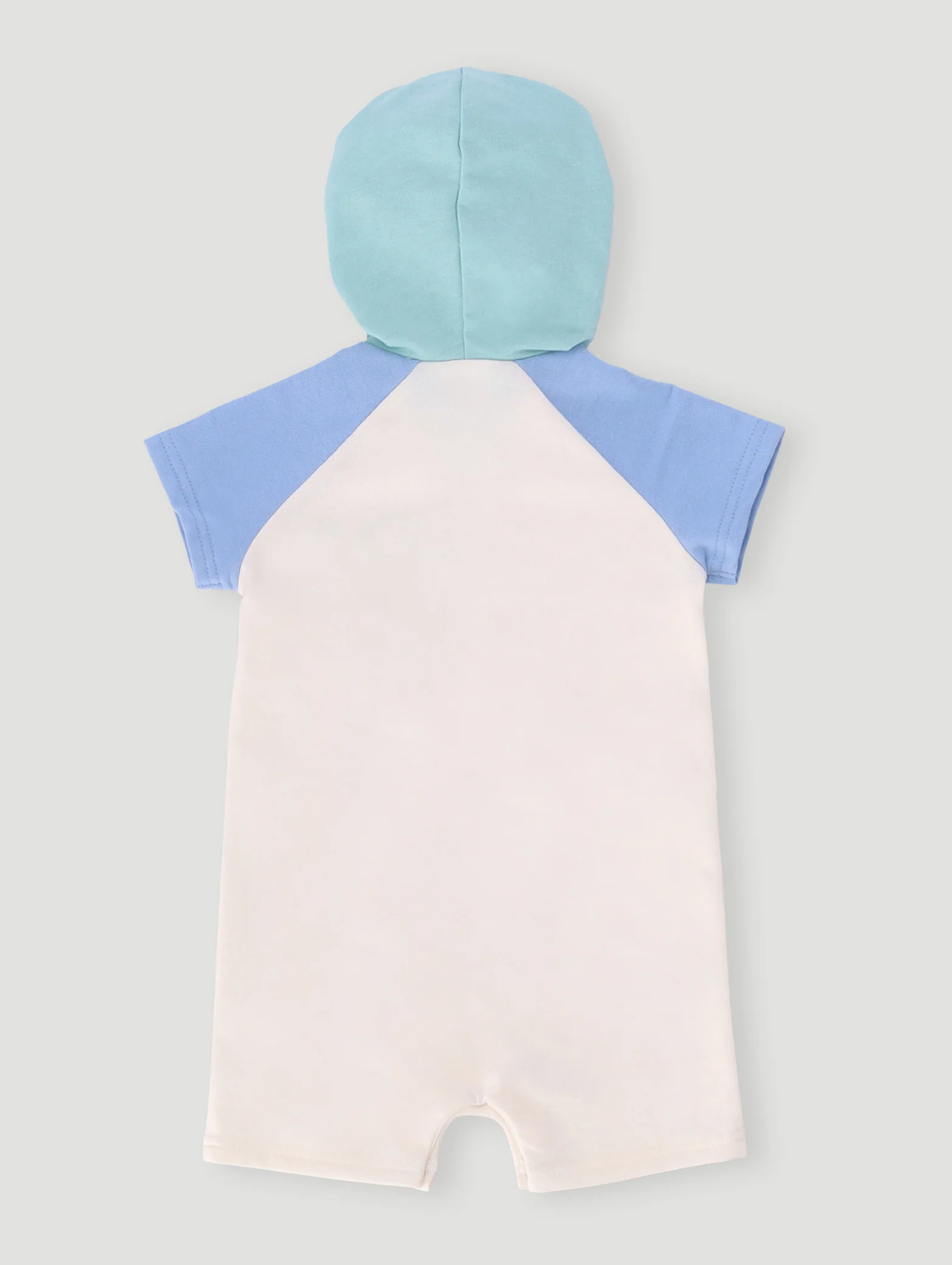 Baby Boys Colour Block Hooded Romper  - Cream - Image 2