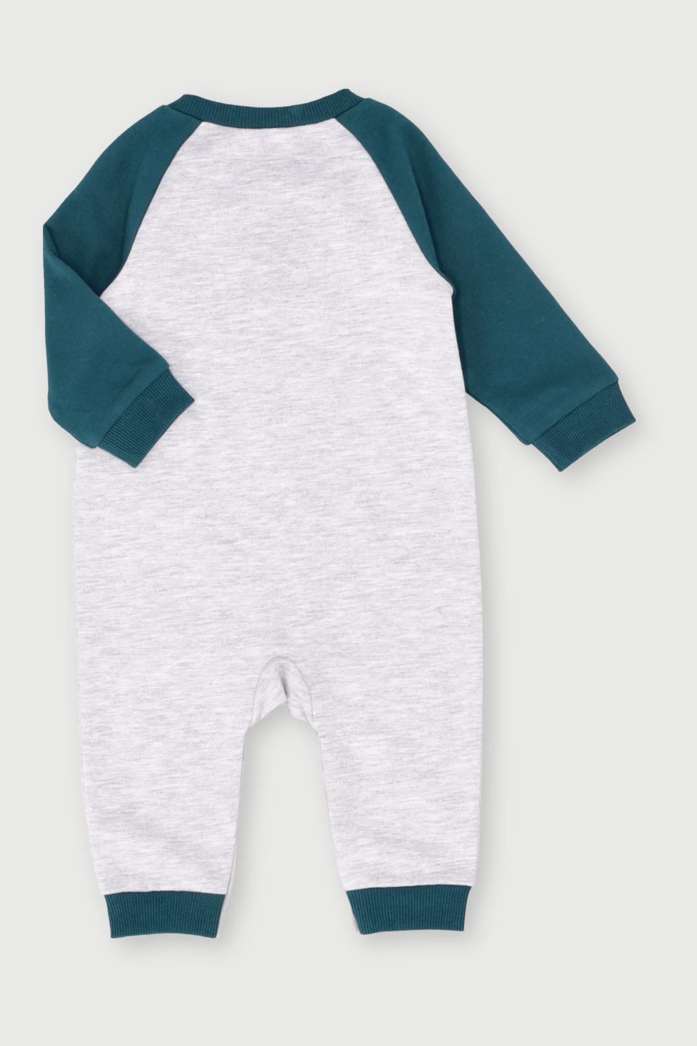 Baby Boys Colourblock Brushed Romper - Teal - Image 2