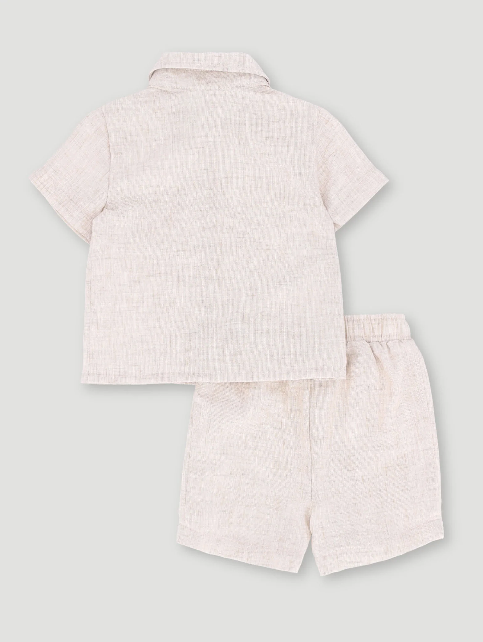 Baby Boys Crinkle Cotton Set - Oatmeal - Image 2